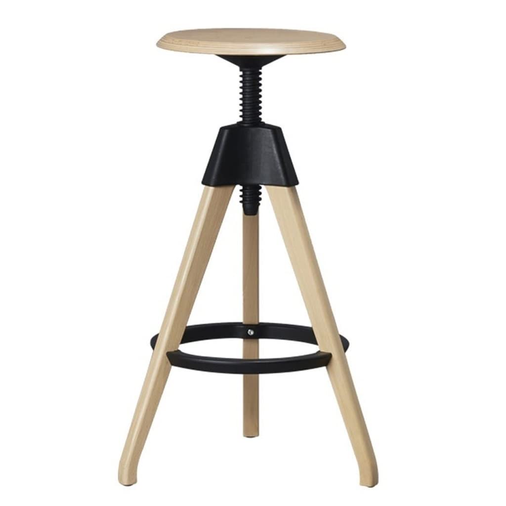 Industrial Style Adjustable Swivel Bar Stools - Wooden & Metal Bar Chairs with Lift Mechanism for Kitchen, Cafe, and Home Bar Use