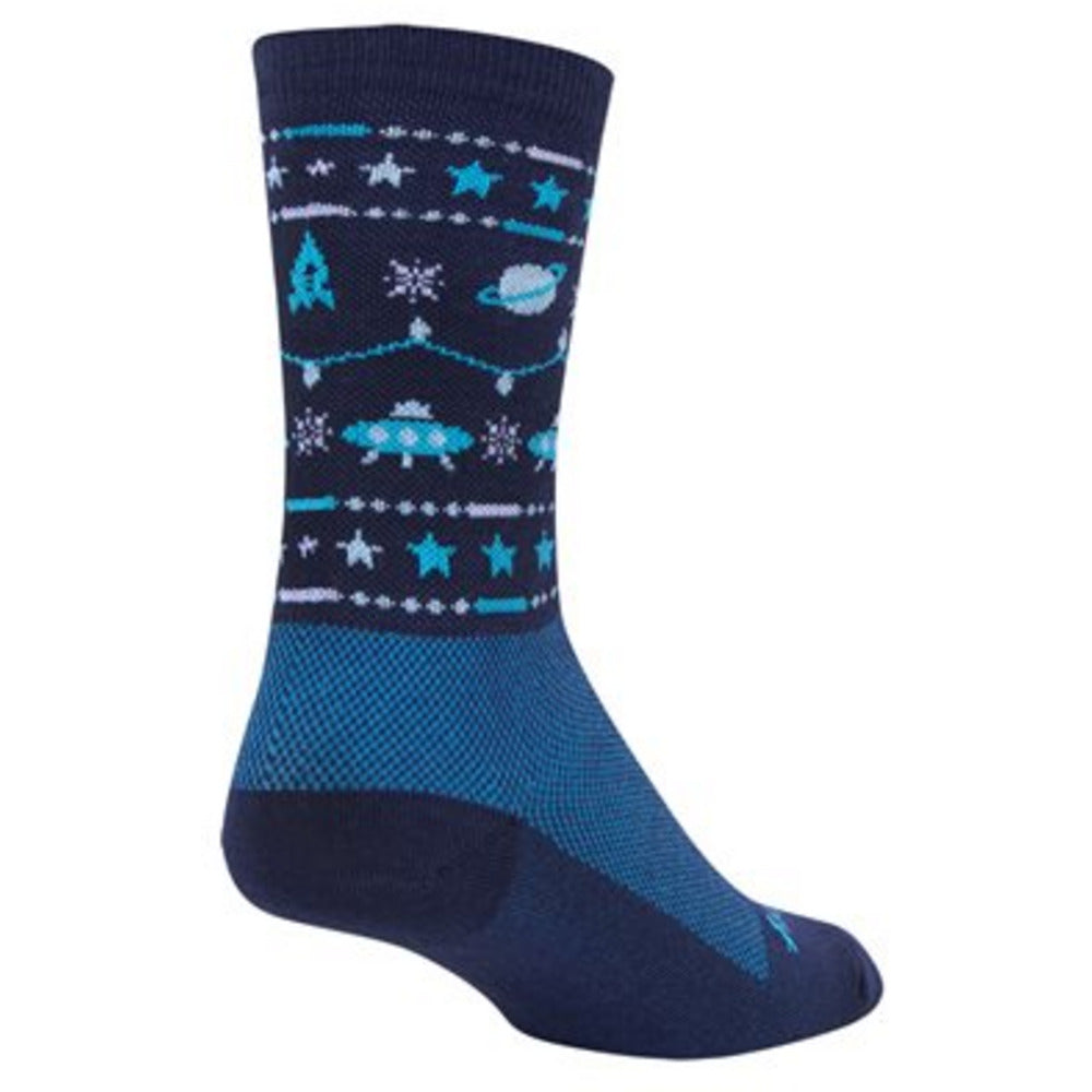Funny Ugly Christmas Sweater Blue Socks - Festive Holiday Novelty Socks for Xmas Parties & Gifts