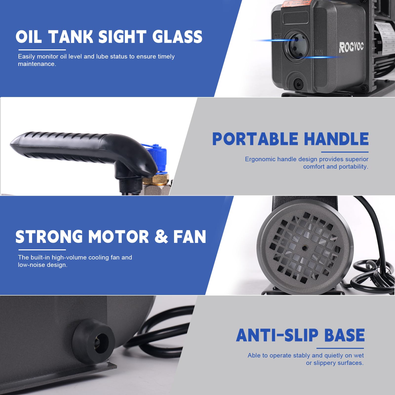 3.5 CFM 110V 1/4 HP Single Stage Rotary Vane Vacuum Pump for HVAC, Automotive AC Repair & Refrigerant Recharging - Compatible with R12, R22, R134a, R410a - Ideal for Professional Mechanics & DIY Car AC Maintenance