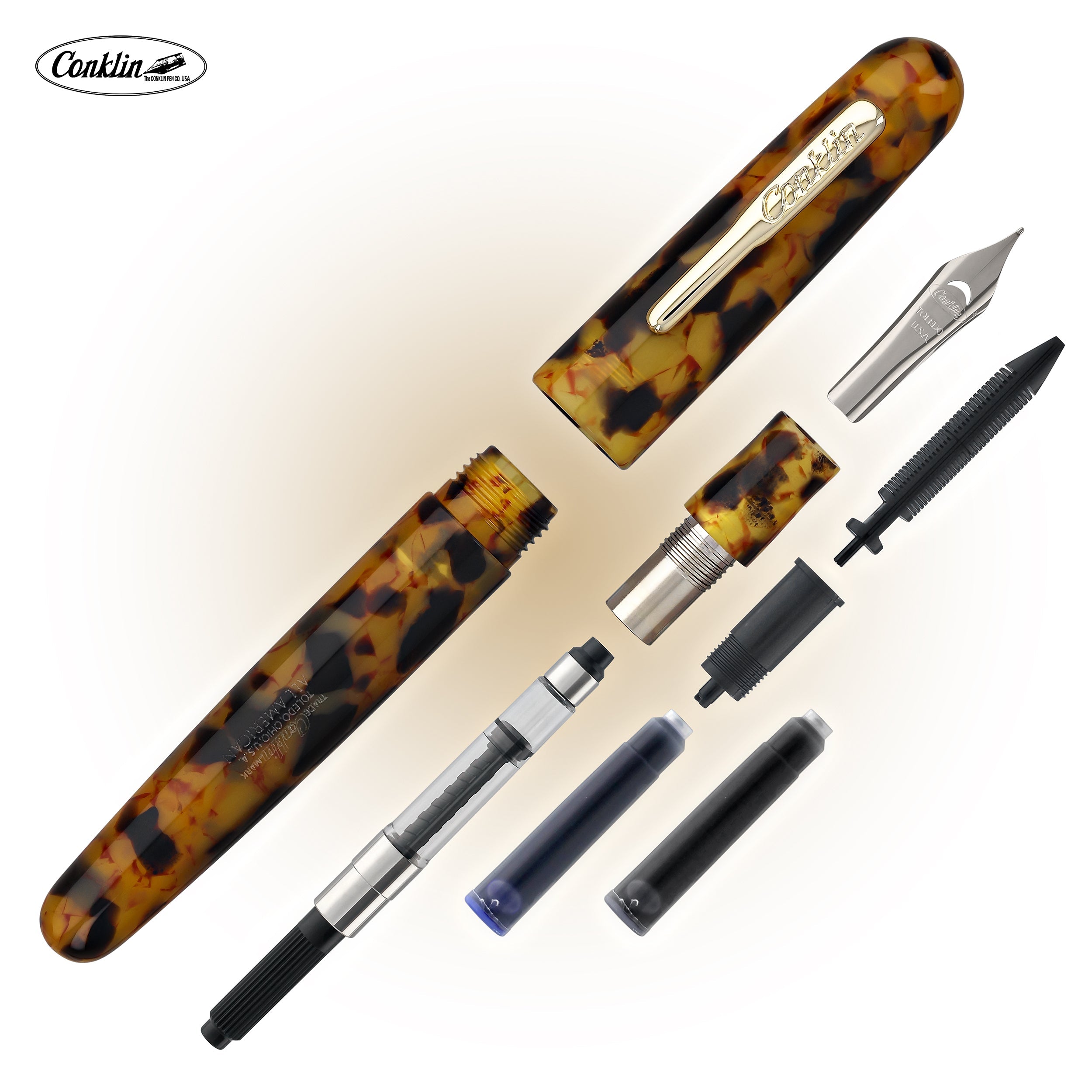 Conklin All American Fountain Pen - Premium Tortoiseshell Design for Smooth Writing | Perfect for Calligraphy, Journaling & Gifts