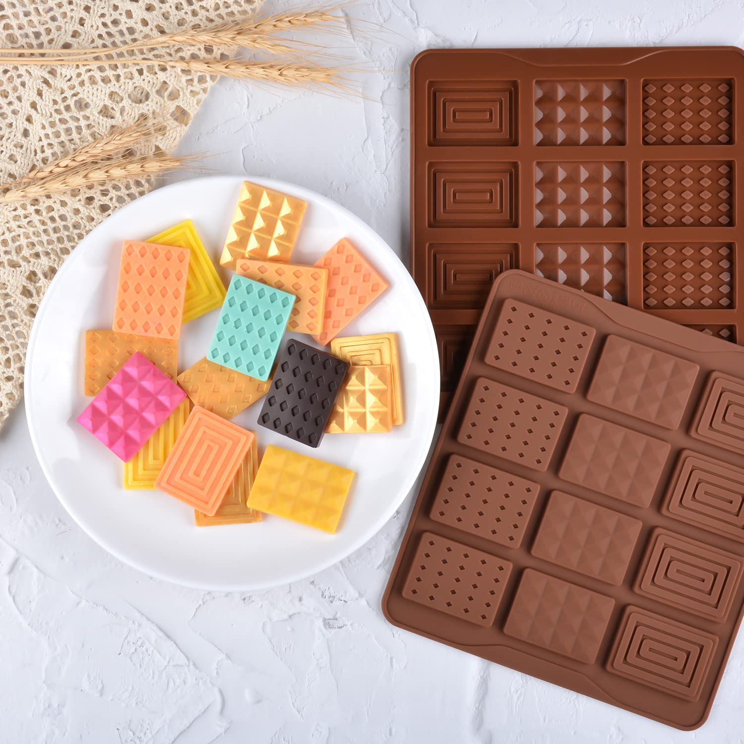 2 Pcs Silicone Break Apart Candy Molds - Mini Chocolate Bar & Wax Melts Molds Set for DIY Candy Making, Baking & Home Decor - Perfect for Valentine's Day, Birthday Parties & Craft Projects