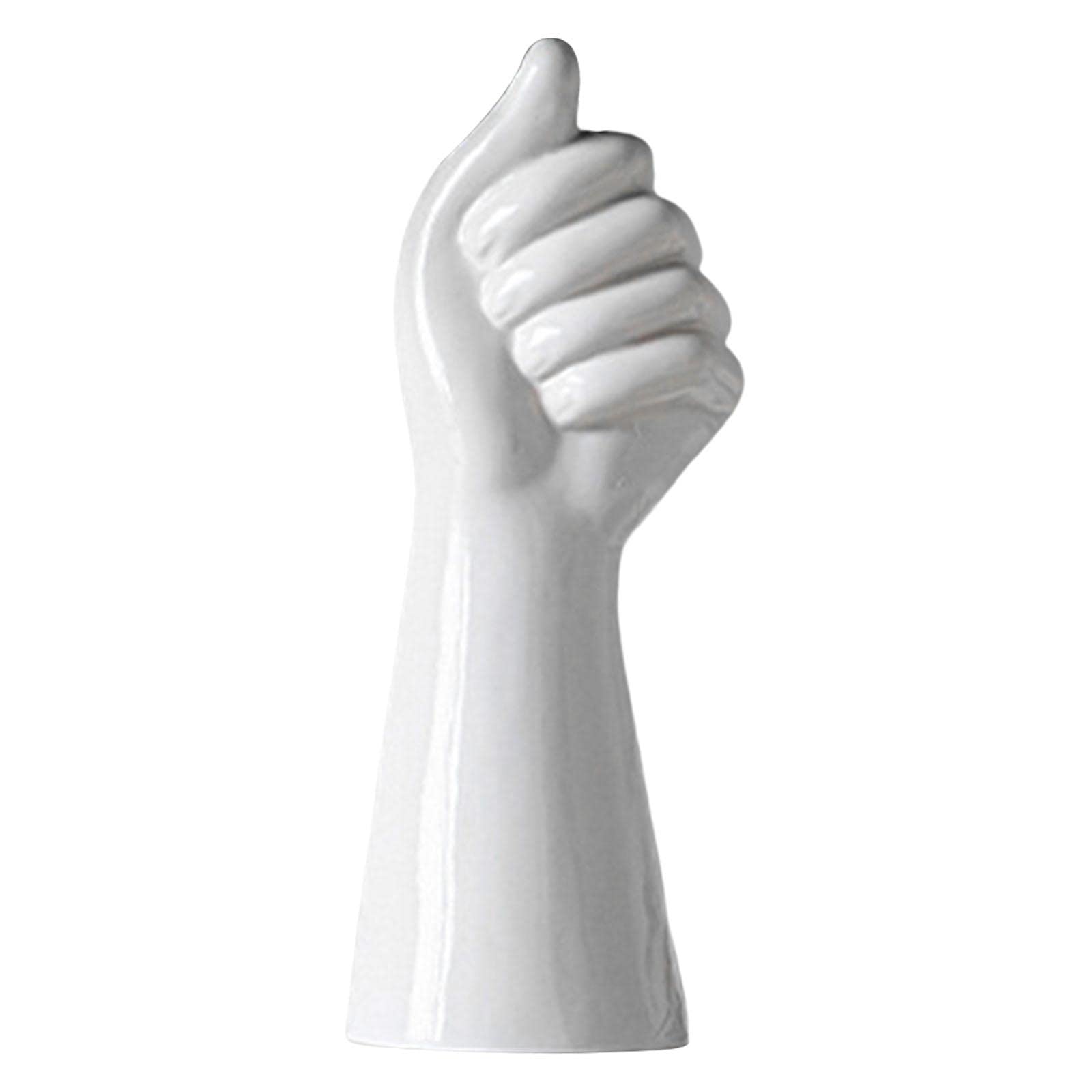 Loensy 8.9 Inch White Ceramic Arm Shaped Flower Vase - Modern Minimalist Desktop Decor for Home Office, Wedding Centerpiece & Artistic Gift Idea