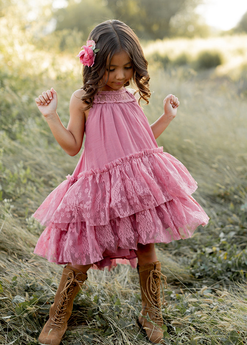 Elegant Catrina Dress in Dusty Rose - Flowy Maxi Dress for Women | Perfect for Weddings, Parties & Special Occasions