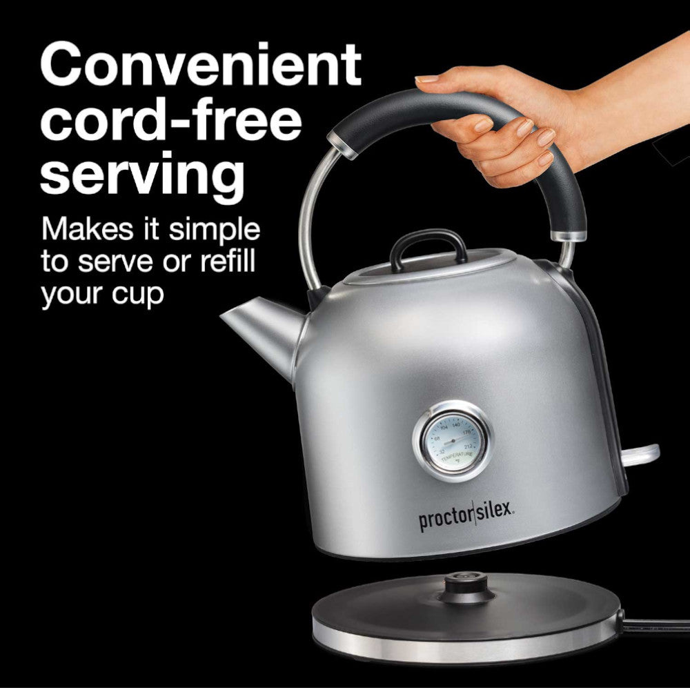 Proctor Silex 41035C Electric Dome Kettle with Water Level Gauge - Fast Boiling for Tea, Coffee & Instant Meals in Home or Office