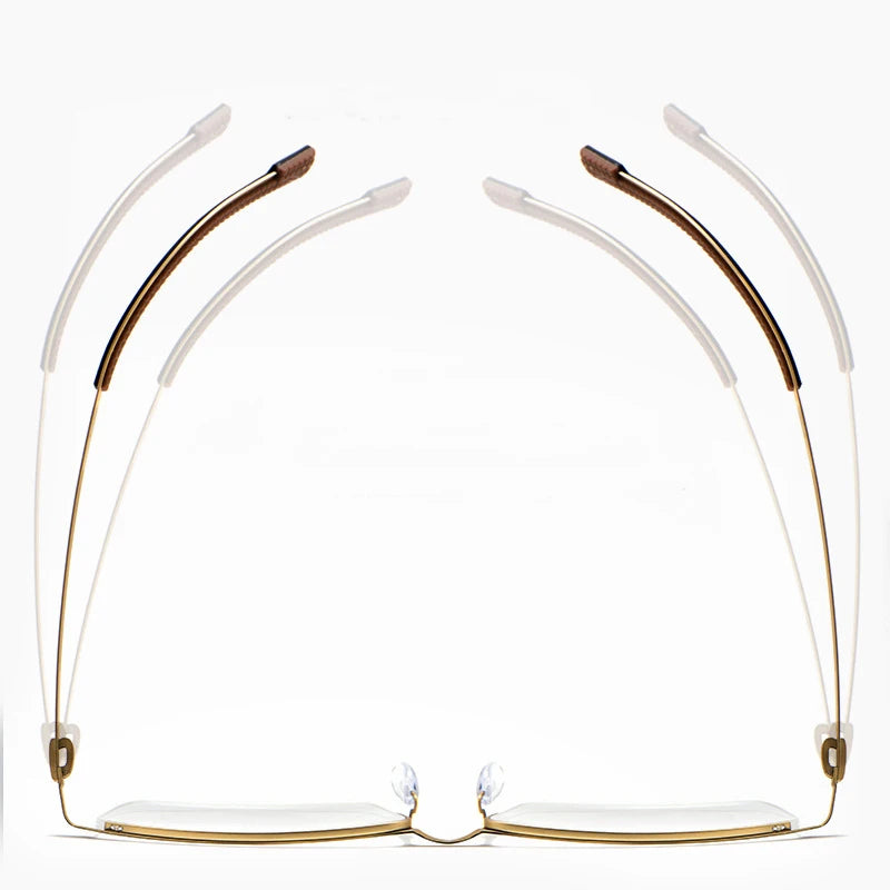 Bclear Men's Semi-Rimless Square Titanium Eyeglasses Frame 0129 - Lightweight Durable Glasses for Work, Reading & Fashion