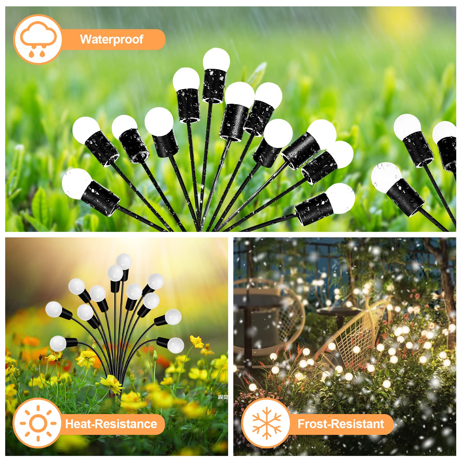 24 LED Solar Garden Lights - 2 Pack Upgraded Waterproof Outdoor Solar Firefly Lights with Swaying Wind Dance Effect for Yard, Patio, Pathway Decoration | Perfect for Landscape Lighting, Backyard Ambiance & Evening Outdoor Parties