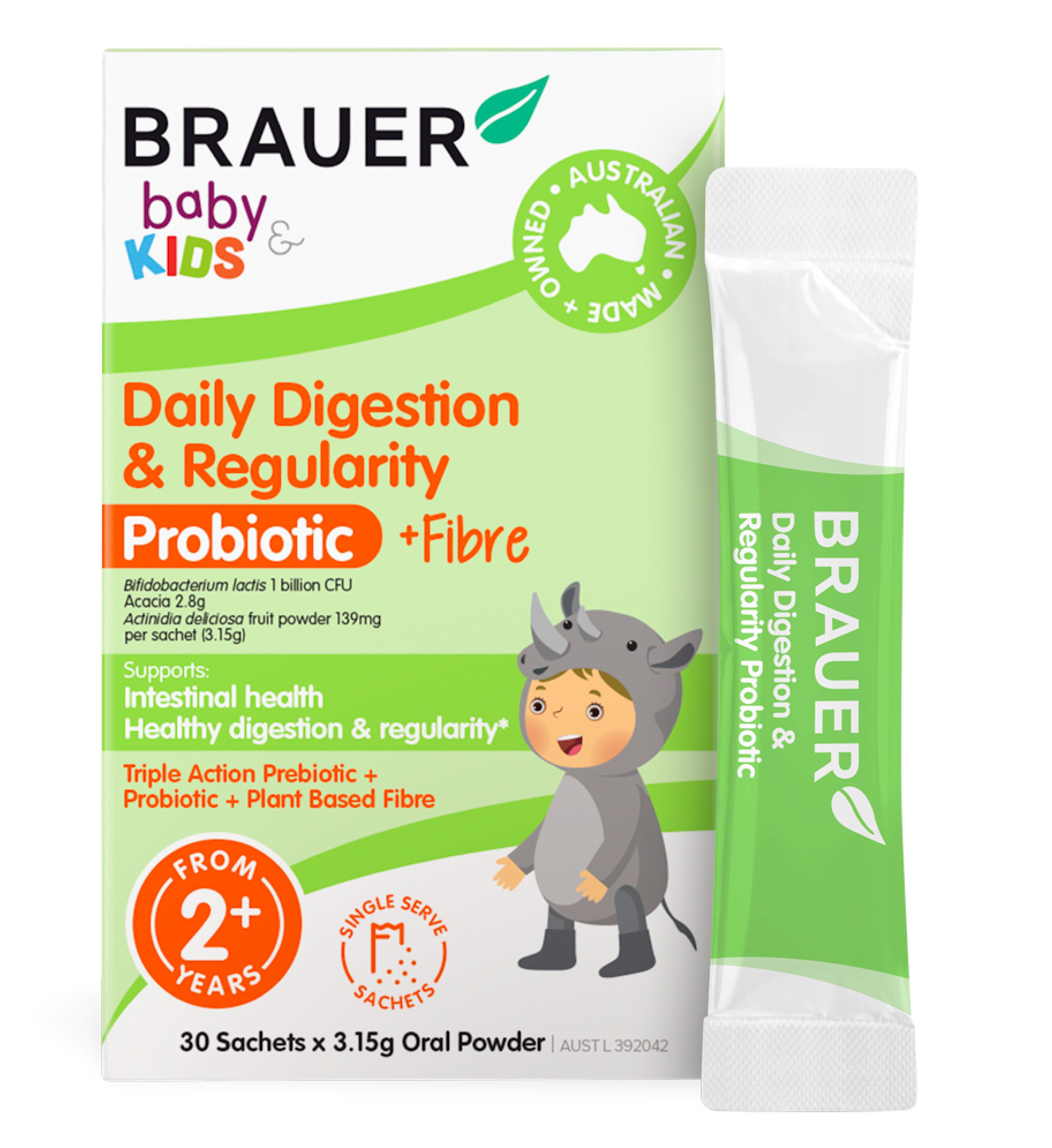 Brauer Kids Probiotic for Daily Digestion & Gut Health - Supports Regularity & Immune System - Ideal for School, Travel & Healthy Digestion Routine