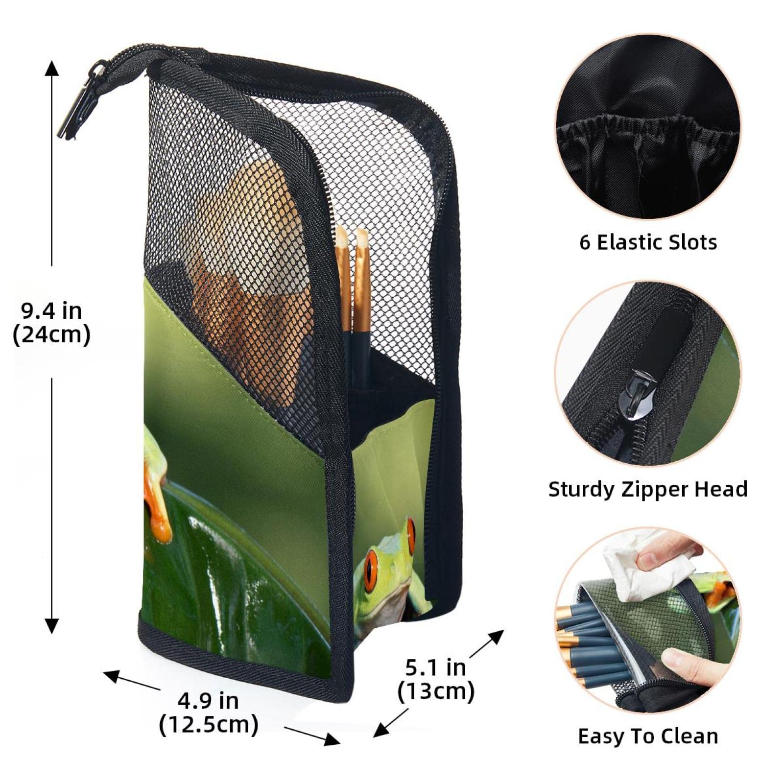 Premium 12-Slot Makeup Brush Organizer Bag - Cute Frog Design Portable Cosmetic Brush Holder Case for Travel & Home Vanity Storage