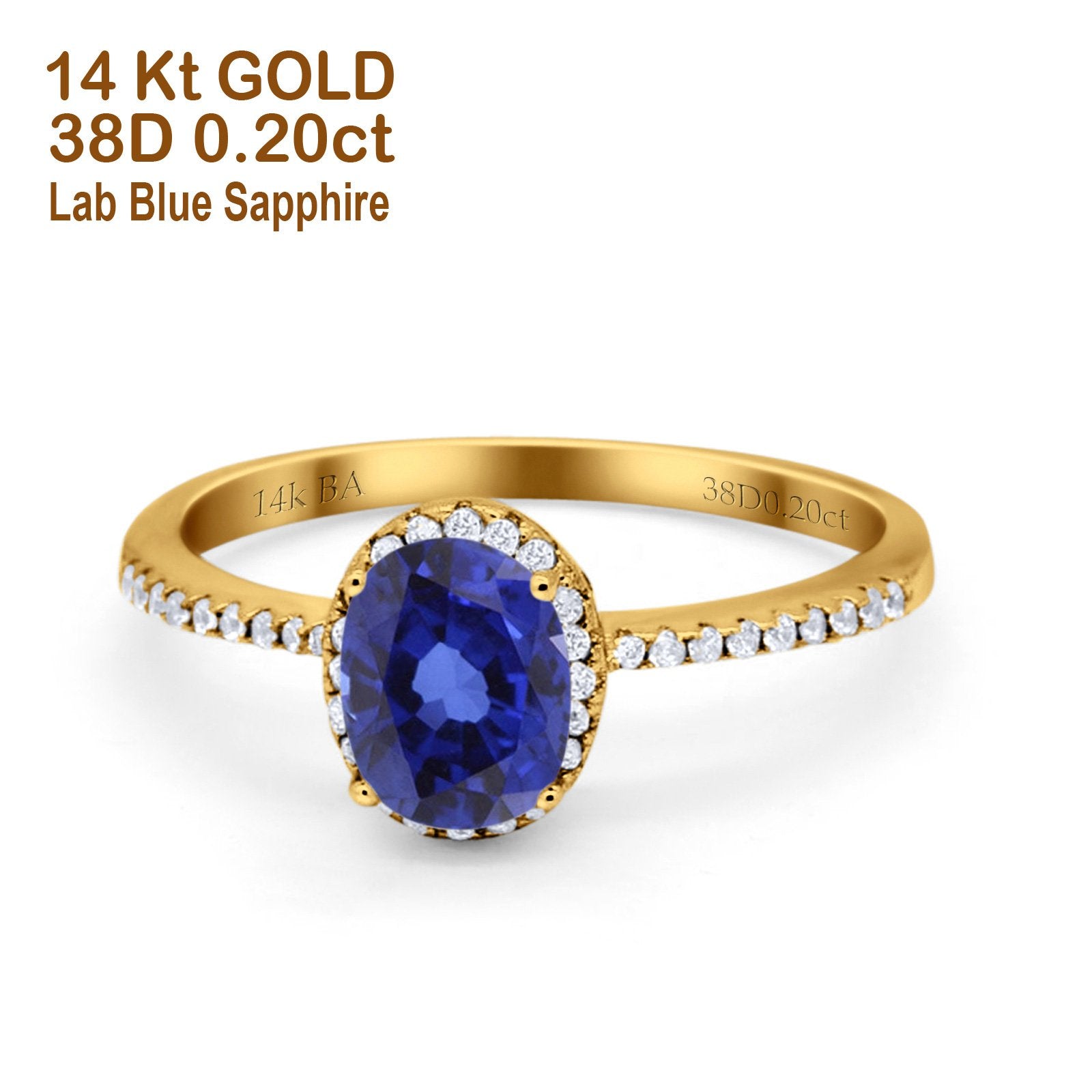 Yellow Gold Lab Blue Sapphire