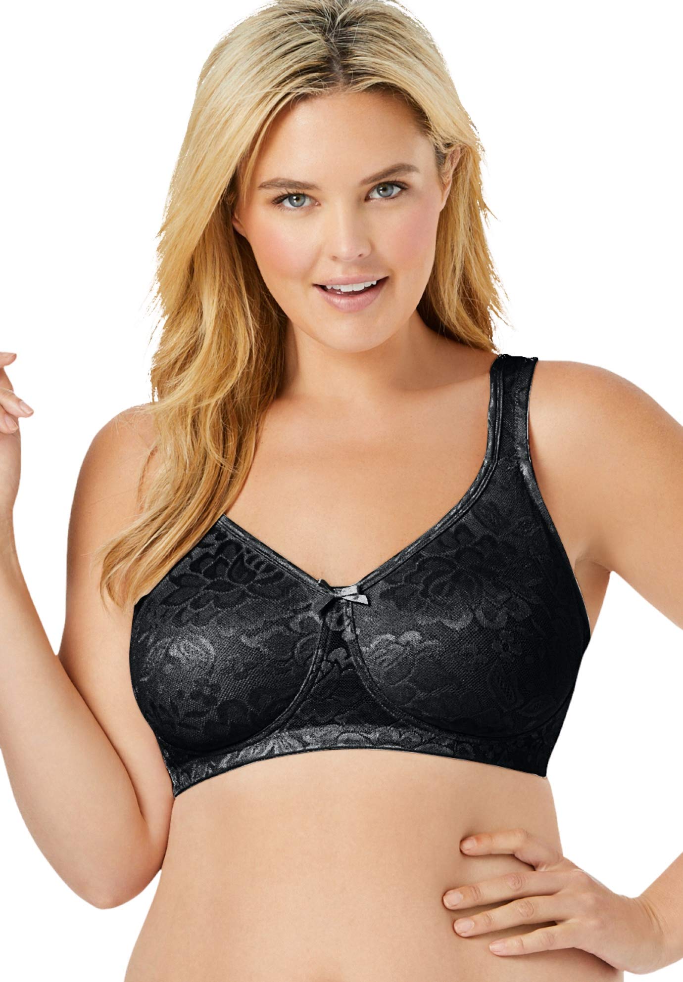 Comfort Choice Women's Plus Size Jacquard Wireless Bra - Supportive Full Coverage Seamless Underwire-Free Bra for Everyday Wear | Perfect for Work, Yoga & Lounge