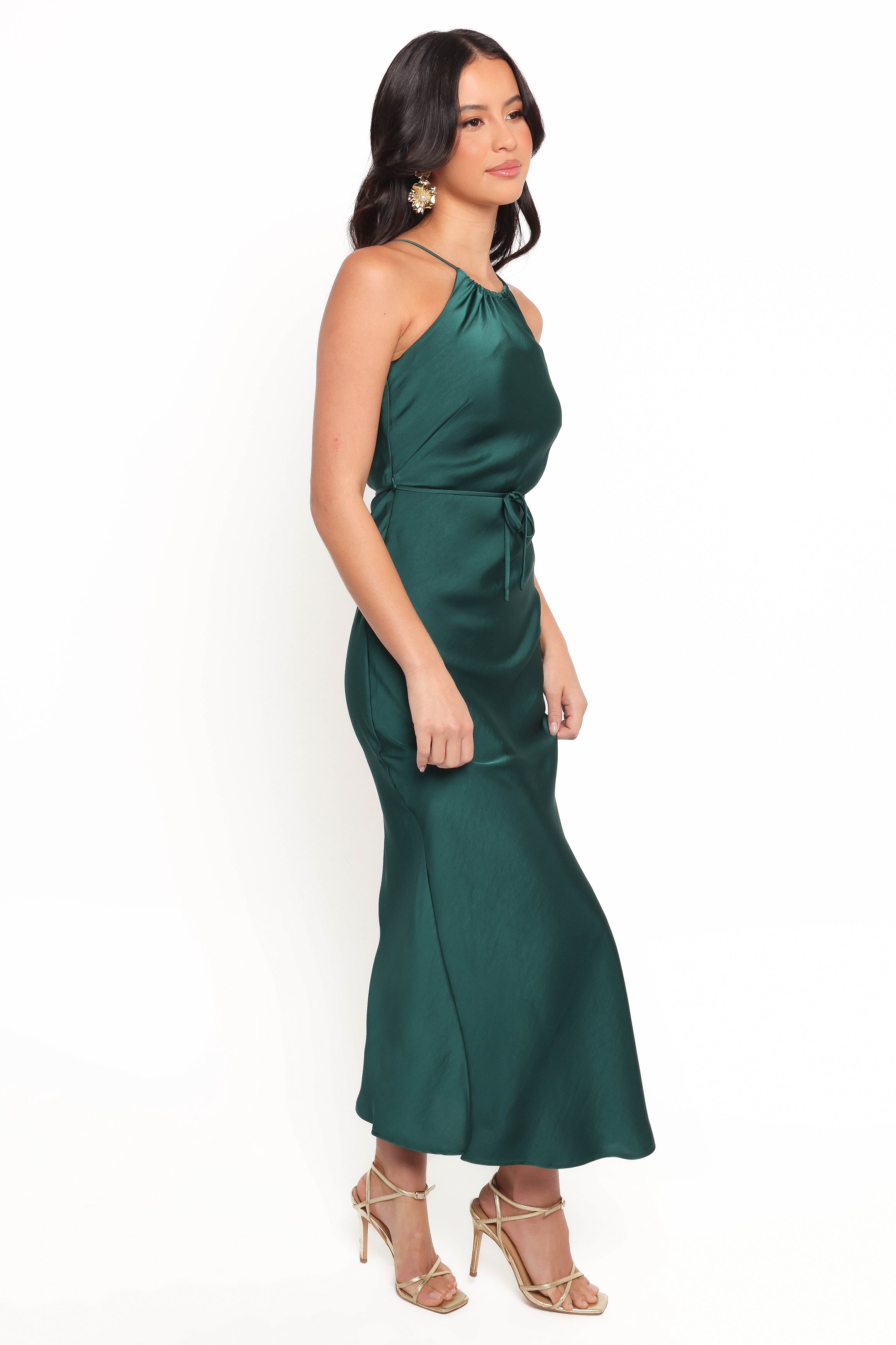 Liana Midi Dress - Emerald Green Women's Flowy Summer Dress for Casual Wear, Beach Vacation & Date Night