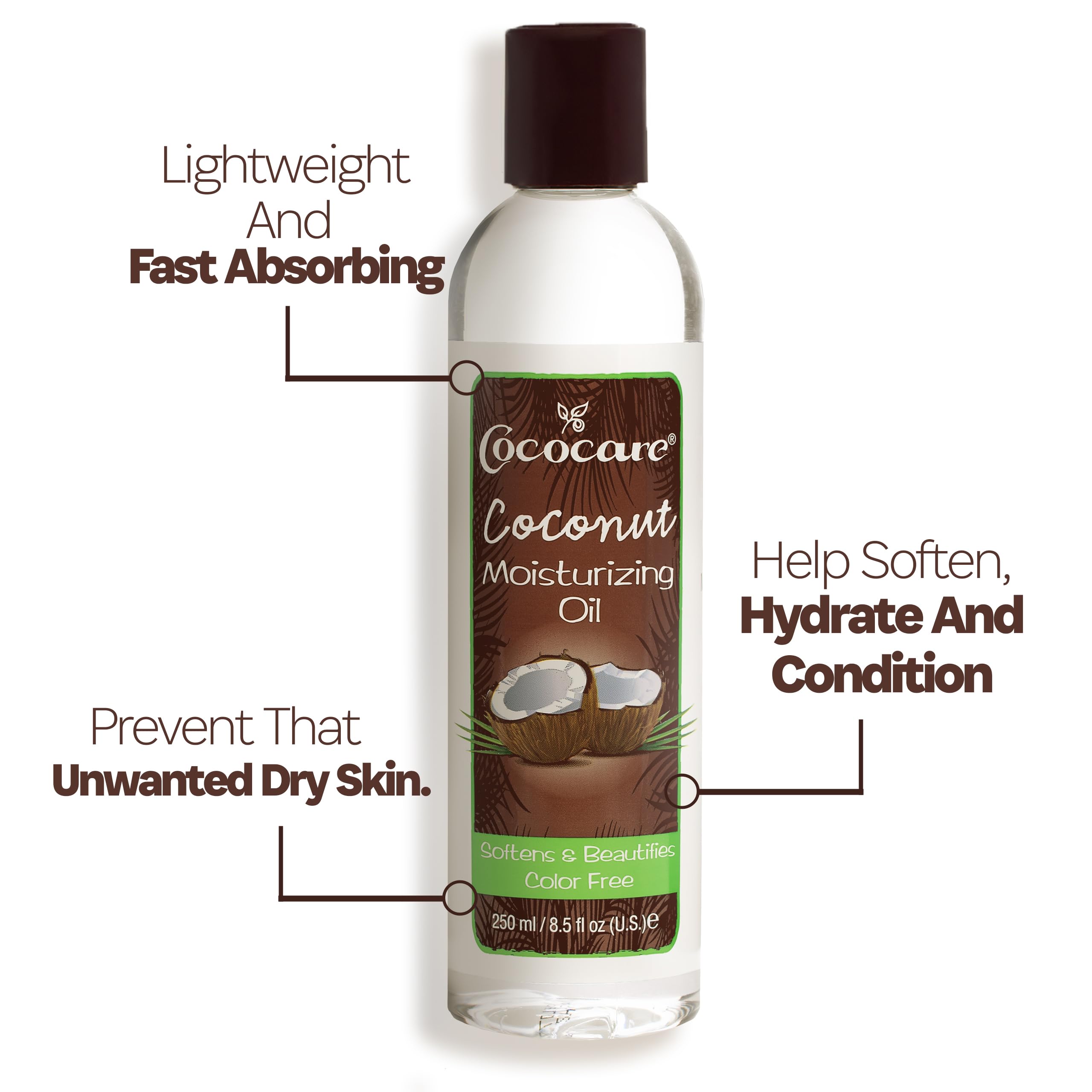 Cococare 100% Pure Coconut Oil for Skin & Hair - 8.5 Fl Oz Natural Moisturizer - Hydrating Body Oil for Dry Skin, Hair Care & Massage - Great for DIY Beauty Recipes & Aromatherapy