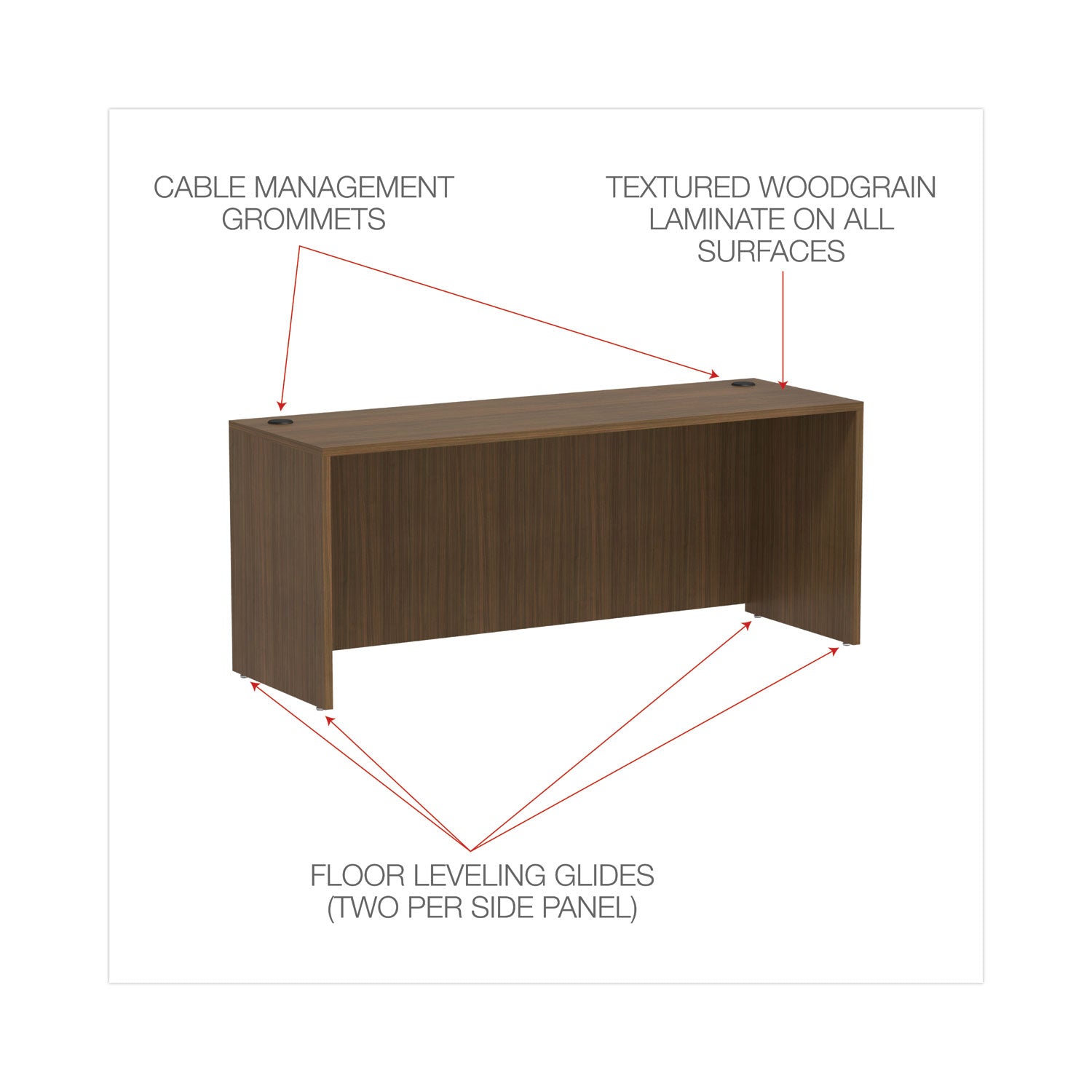 Alera Valencia Series Modern Walnut Credenza Shell - 70.88
