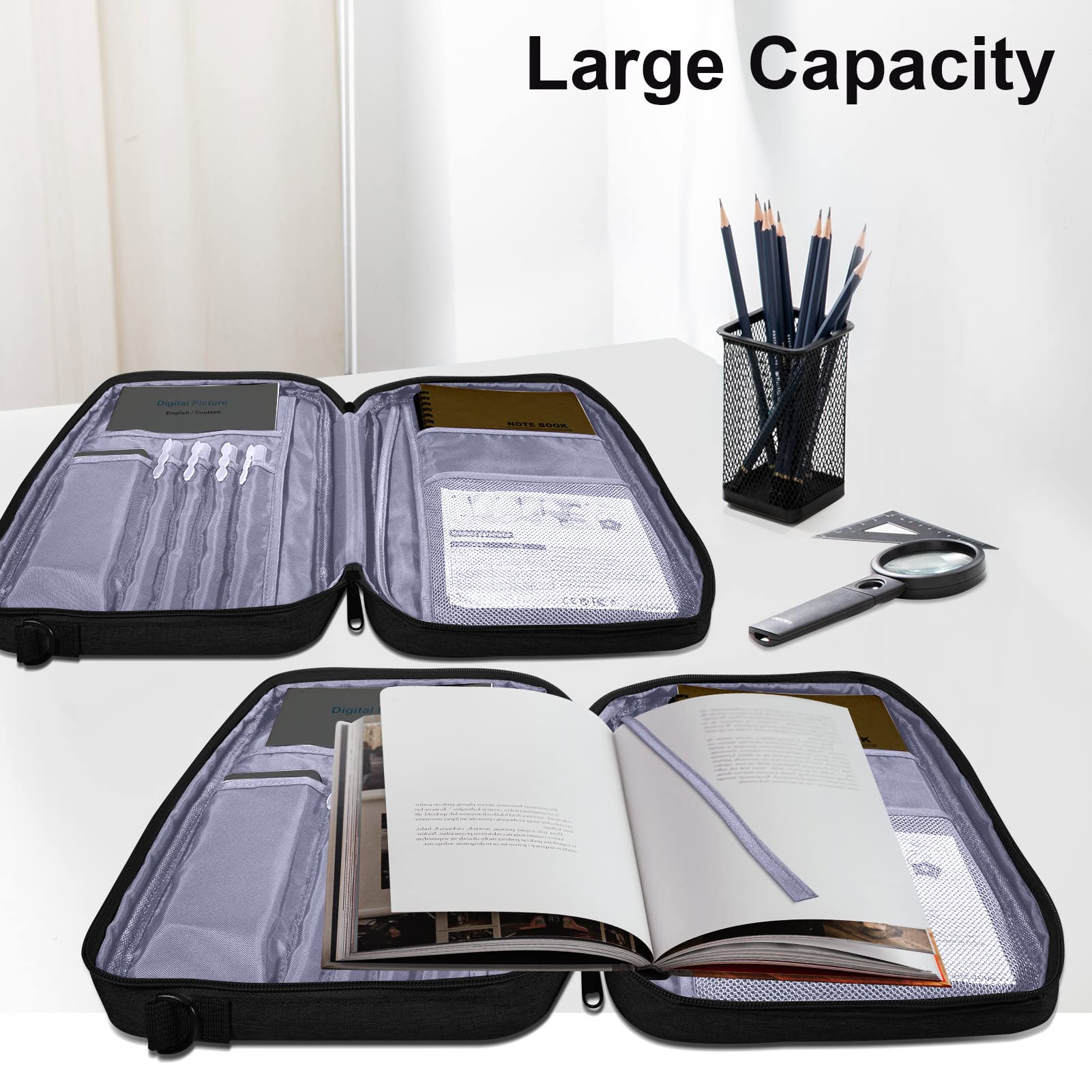 Premium Zippered Bible Cover for Men, Women & Kids - Durable Protective Bible Carrying Case with Handle & Adjustable Shoulder Strap - Perfect for Church, Travel & Daily Bible Study (Black)