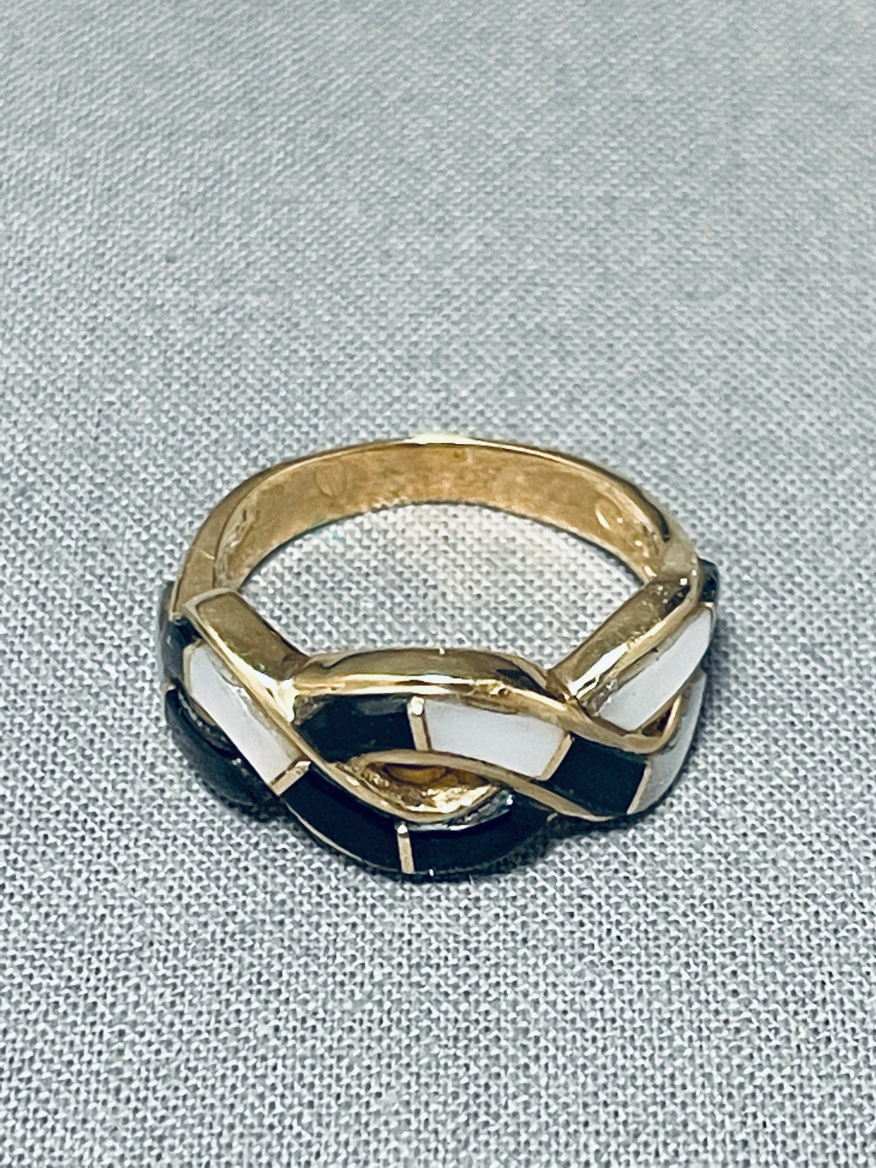 14K Solid Gold Vintage Native American Navajo Pearl Jet Ring - Handmade Southwest Jewelry for Women, Perfect for Weddings, Parties & Boho Fashion