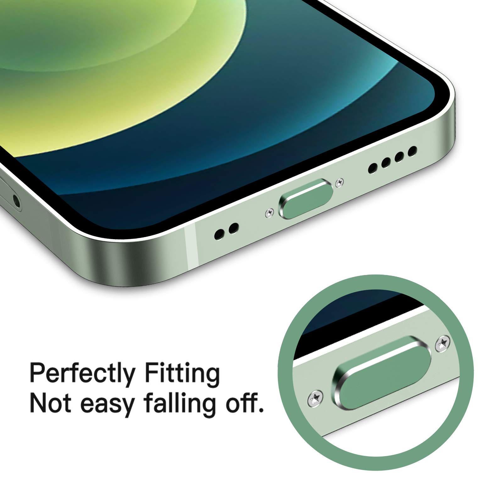 TITACUTE 2 Pack Anti Dust Plugs for iPhone 13 Pro Max/14/12 Mini/11/XS/XR/X/8 Plus/SE 2020-2022 & iPad Mini/Air - Charging Port Dust Covers with Mini Storage Box (Green) - Protect Your Device from Dust & Debris During Travel, Work, or Daily Use