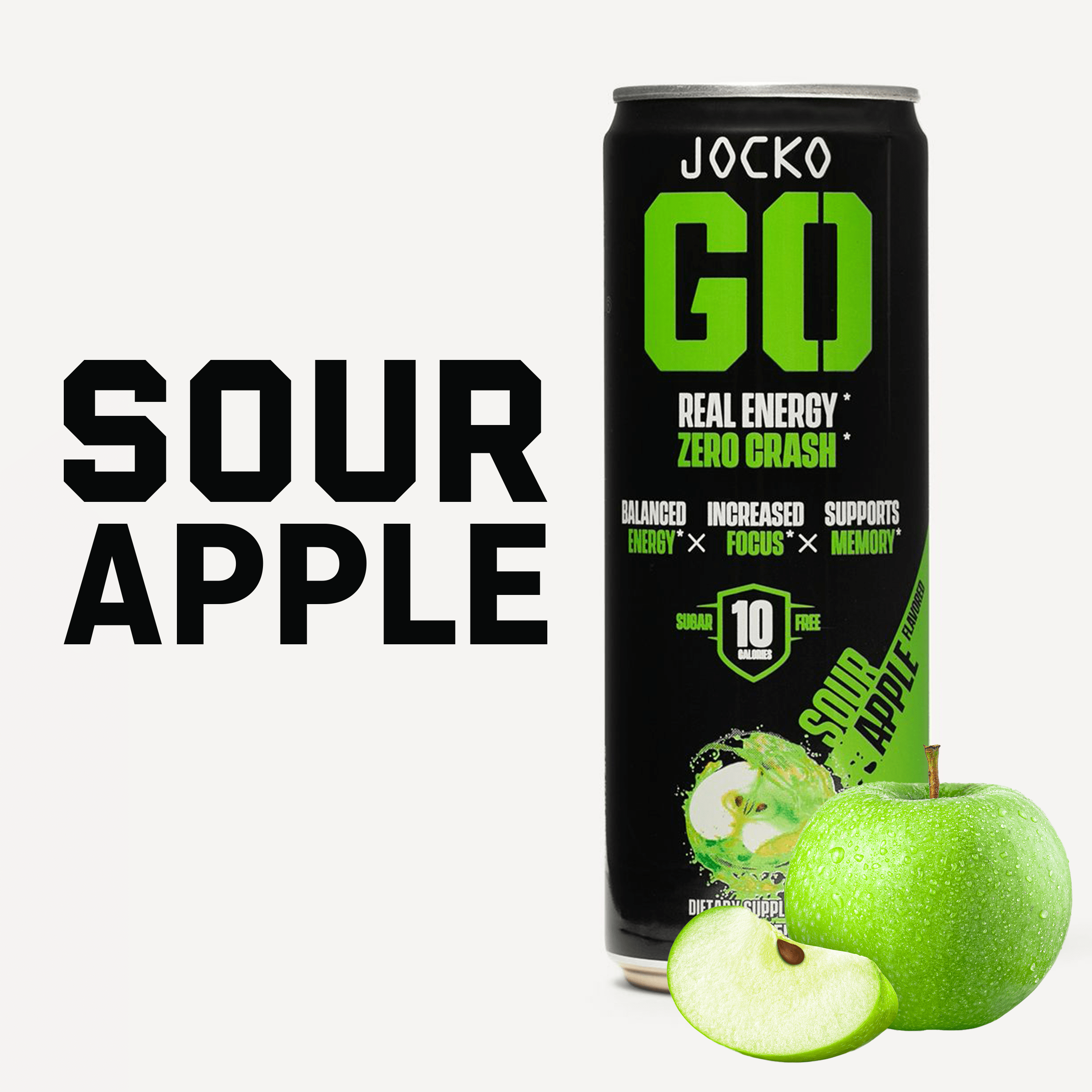 JOCKO GO Energy Drink - 12 Pack | Sugar-Free Pre Workout & Post Workout Supplement | Boost Energy & Focus for Gym, Running & Fitness