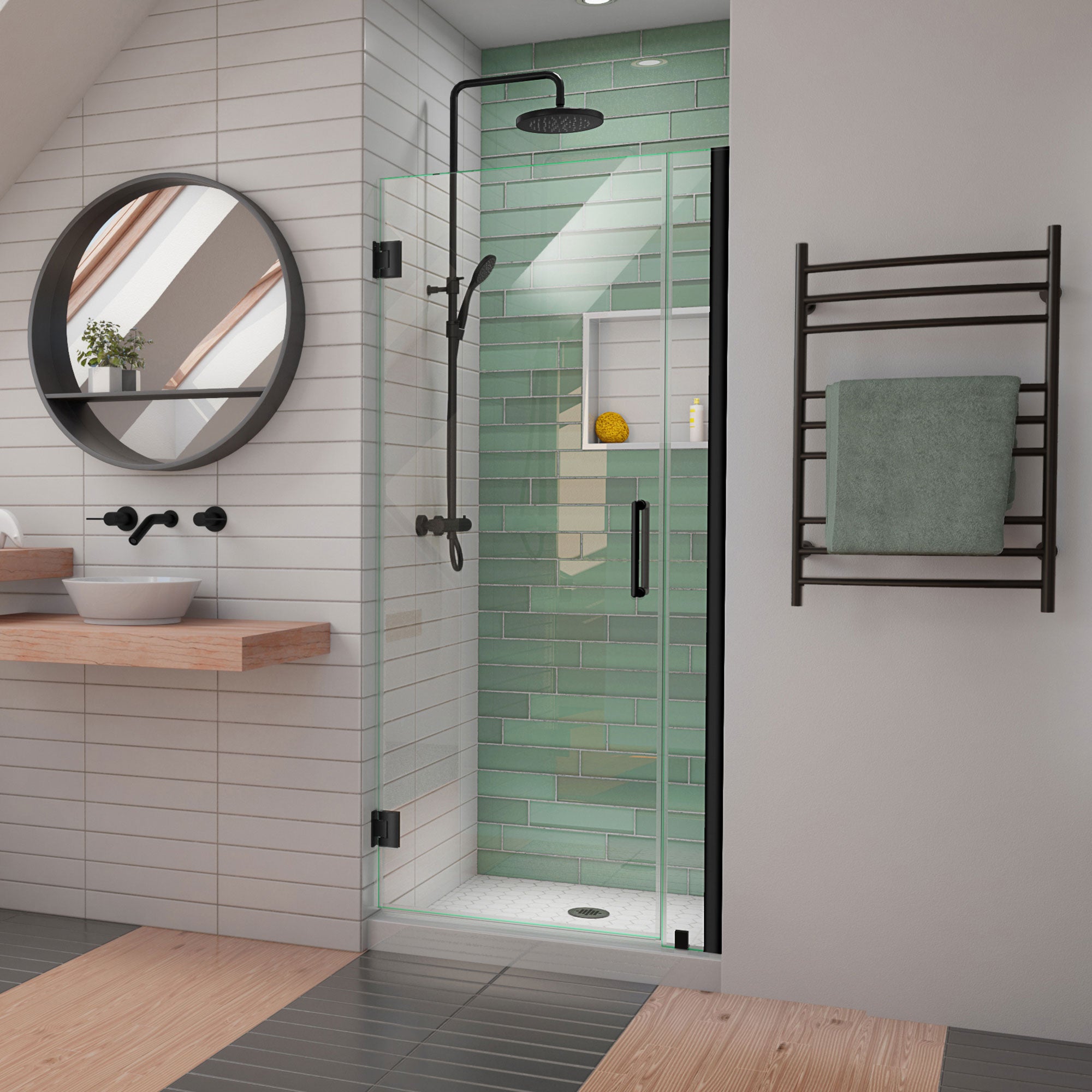 DreamLine Unidoor LS 33-34 Inch W x 72 Inch H Frameless Hinged Shower Door - Perfect for Modern Bathroom Renovations & Spa-Like Showers