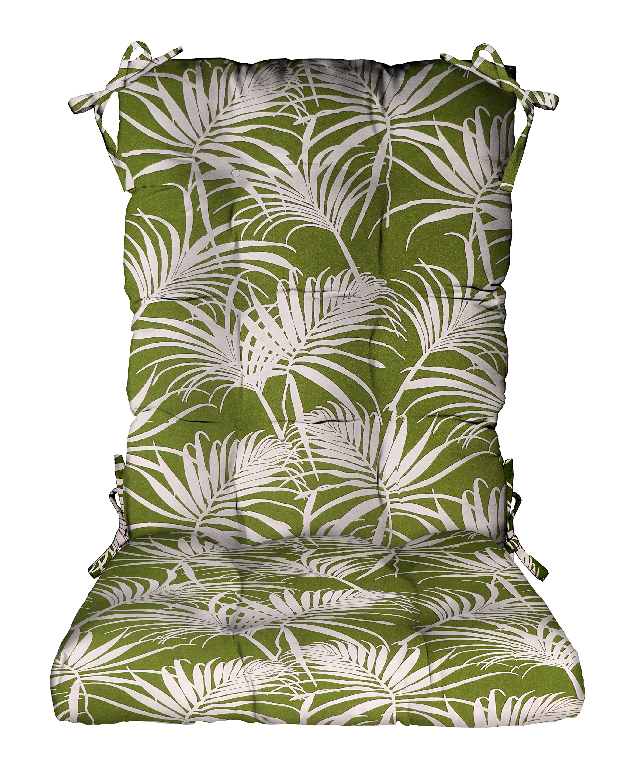 RSH Décor Indoor/Outdoor Tufted Rocking Chair Cushion - Large Size, Cabrillo Tropic Green - Comfortable Seat Pad for Patio, Porch, Nursery & Living Room
