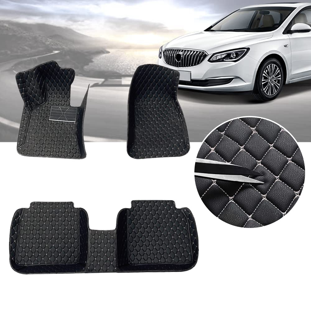Handao-US All Weather Car Floor Mats for Chevy Captiva 5-Seat 2007-2012 - Non-Slip Full Coverage Protection, Front & Rear Leather Liners (Black/Beige) - Perfect for Winter Snow, Rain & Mud Protection