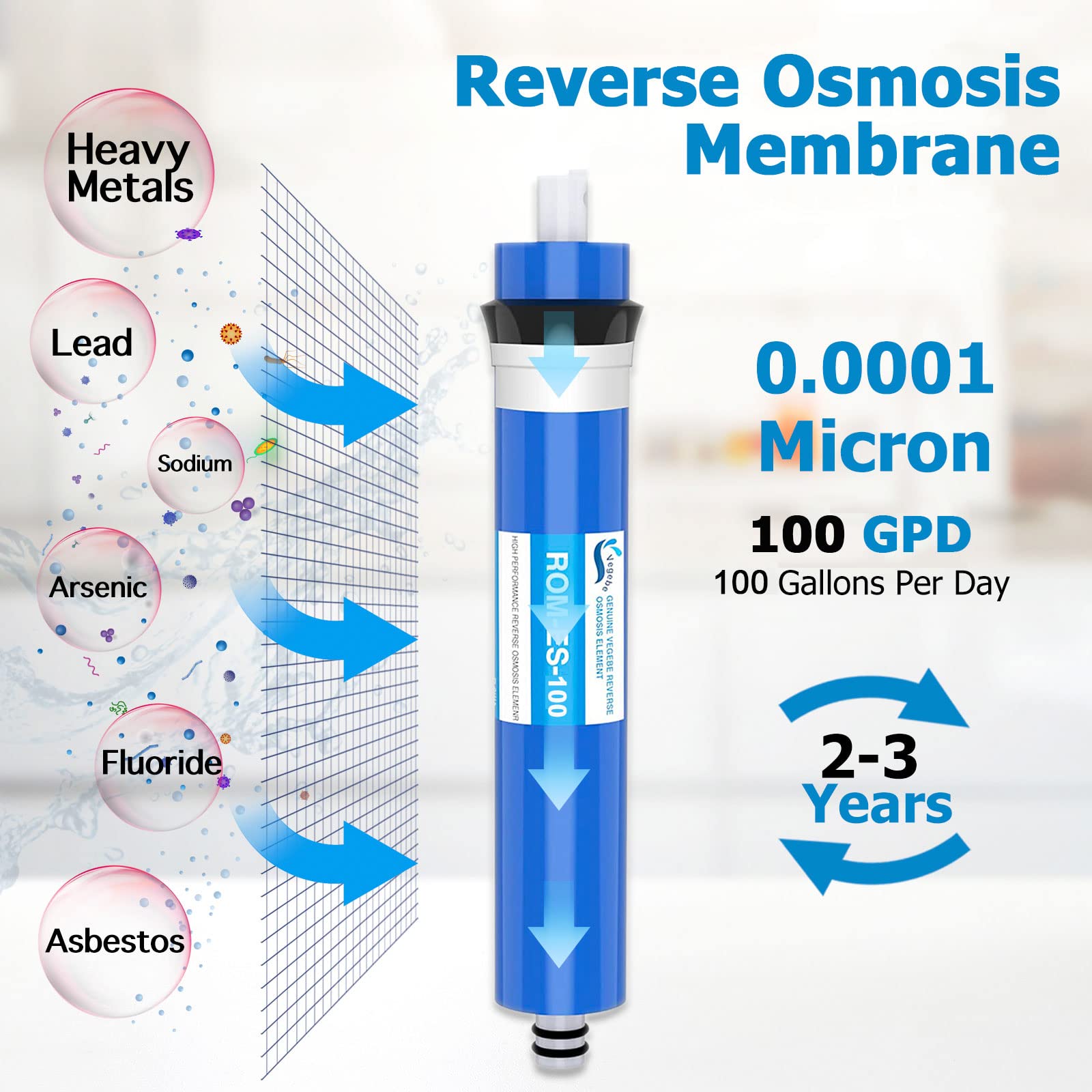 100 GPD Reverse Osmosis Membrane Filter 12