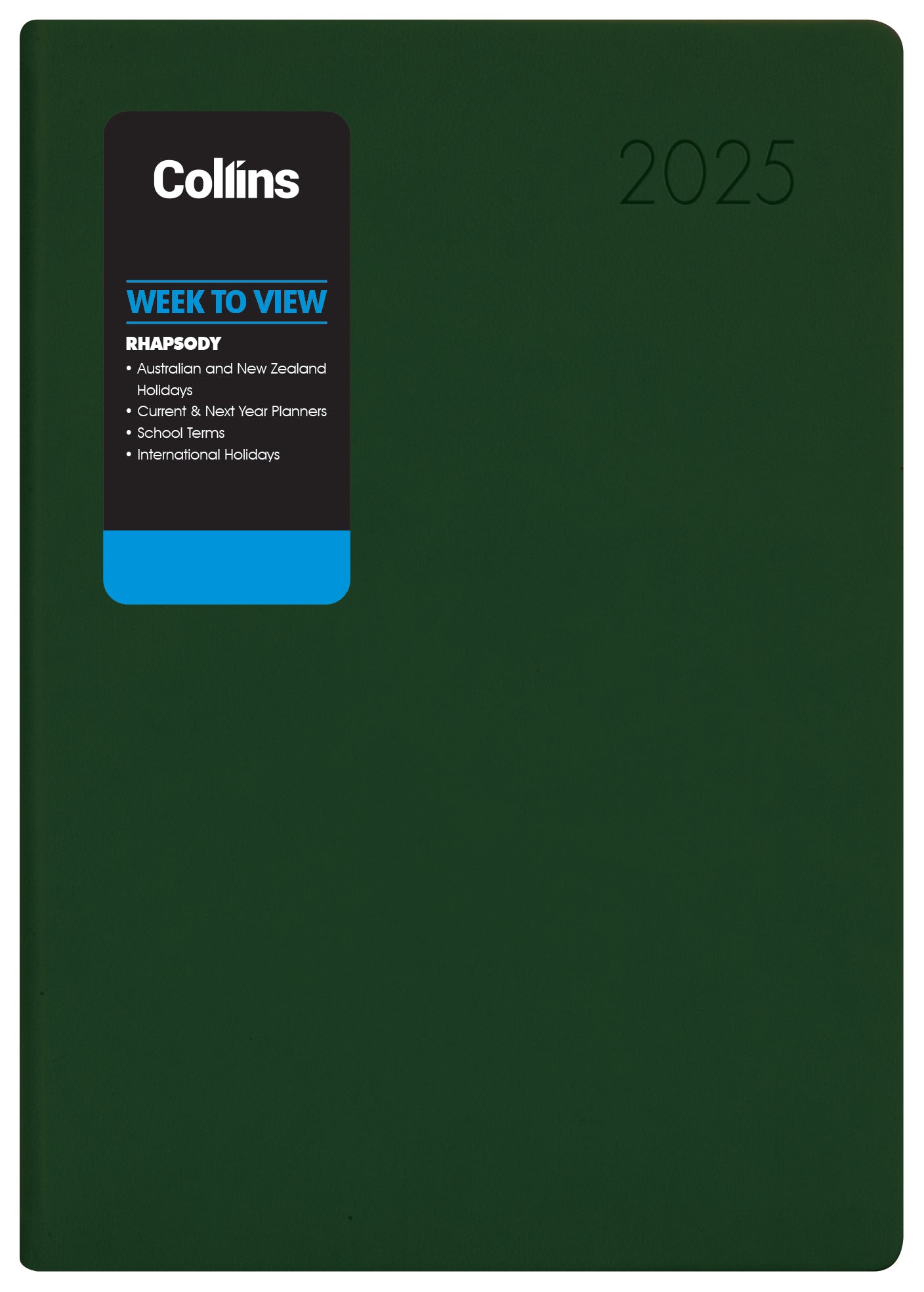 2025 Collins Rhapsody A73 Weekly Planner - Soft Touch PU Leather Diary with Week-to-View Layout, Racing Green (74mm x 105mm) - Perfect for Office, School & Personal Organization