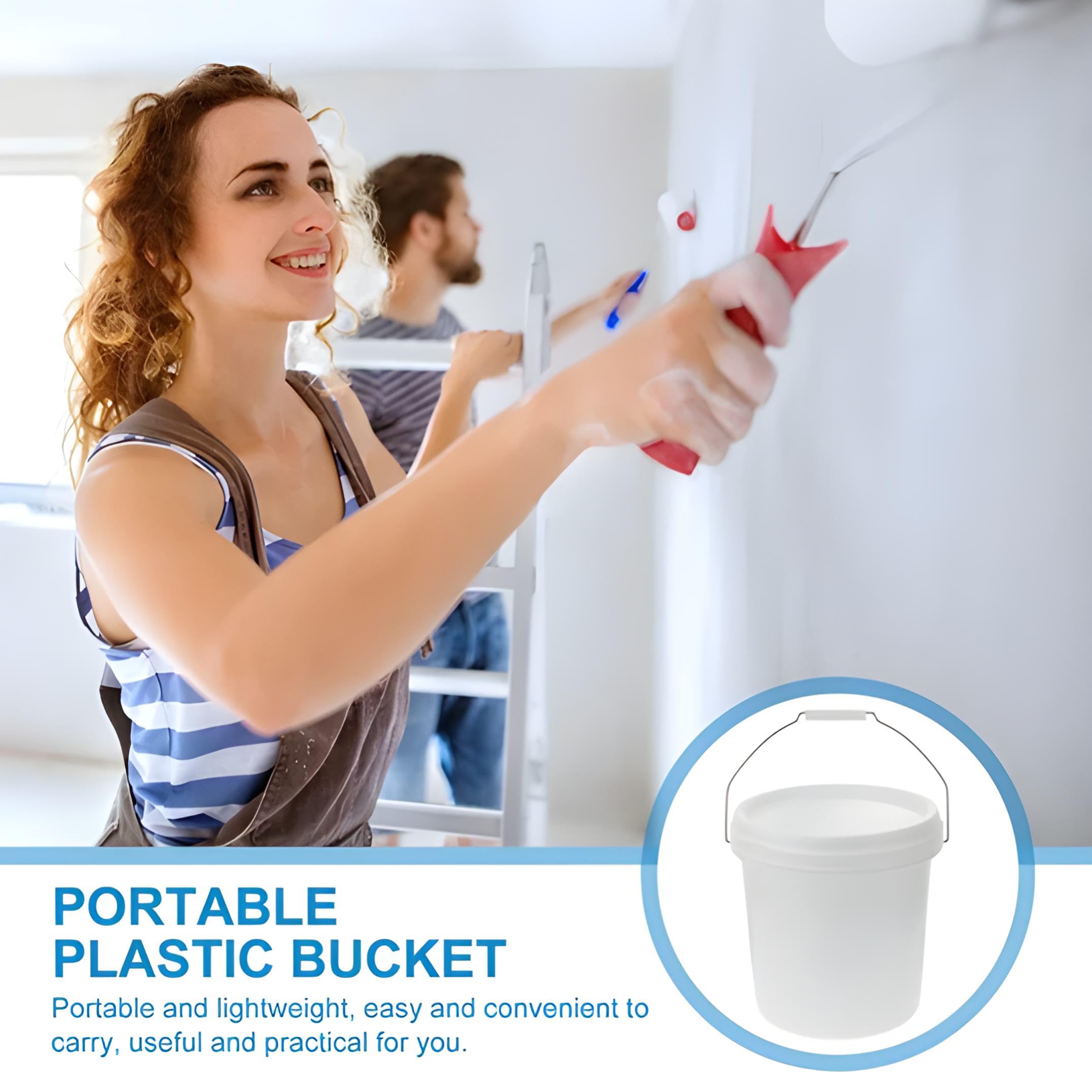 ATERET 2 Gallon White Pail with Lid - Durable Food Grade BPA-Free Plastic Bucket - Multi-Purpose Storage Container (12 Pack) - Ideal for Food Storage, Home Organization & DIY Projects