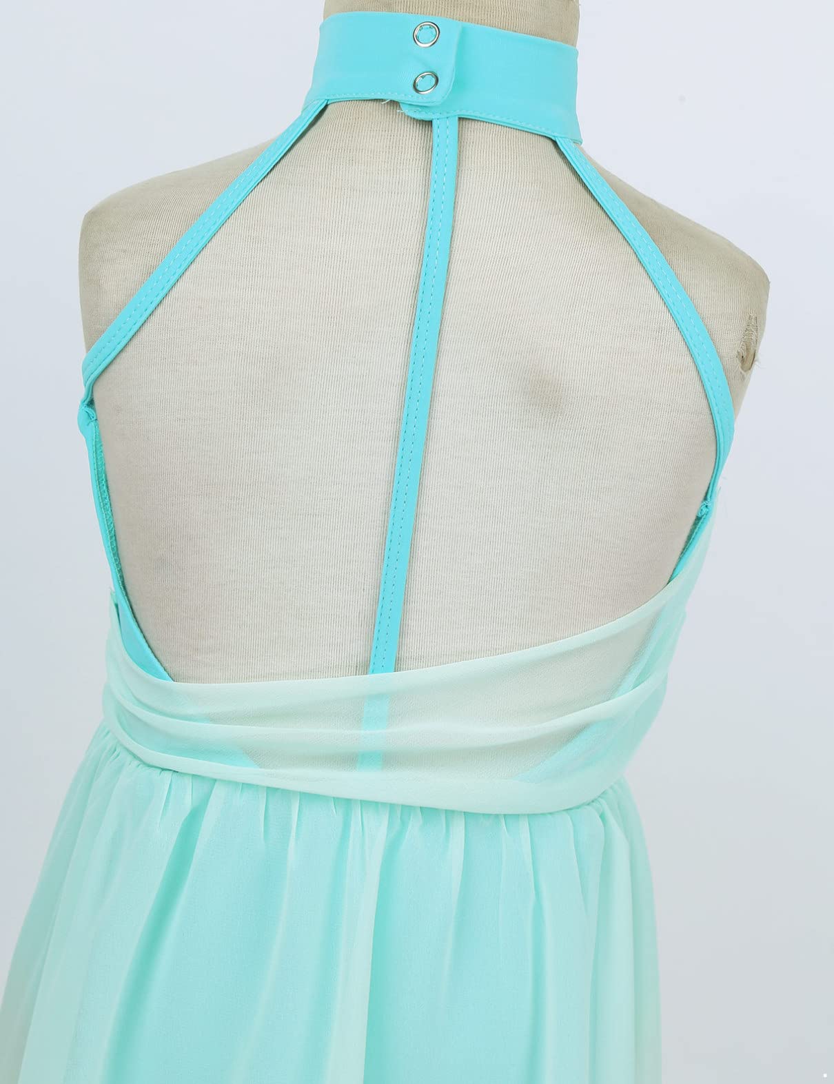 Sxiwei Girls Ballet Dance Leotard - Chiffon Halter Neck One Piece Contemporary Lyrical Dance Dress for Ballroom, Performance & Competition