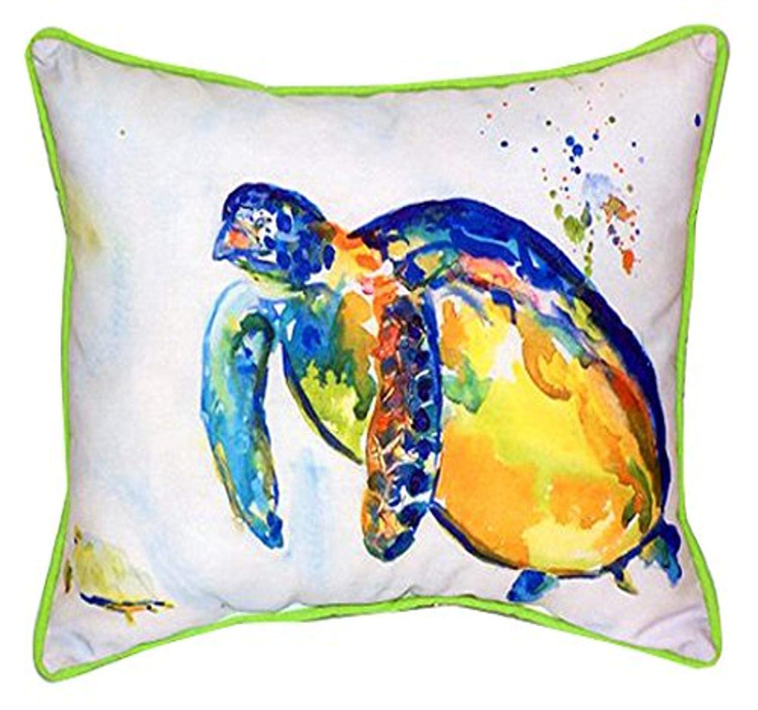 Betsy Drake Blue Sea Turtle II Indoor/Outdoor Decorative Throw Pillow 16x20 Inches - Perfect for Sofa, Bed, Patio & Beach Decor