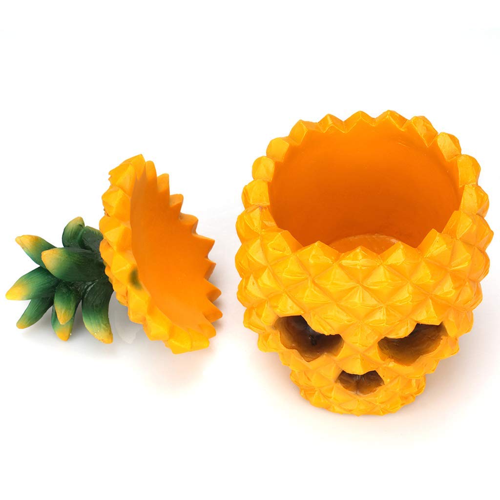 Resin Pineapple Skull Statue - Unique Desk Storage Box & Halloween Decor - Perfect Gift for Home Office, Gothic Decor & Spooky Party Decorations