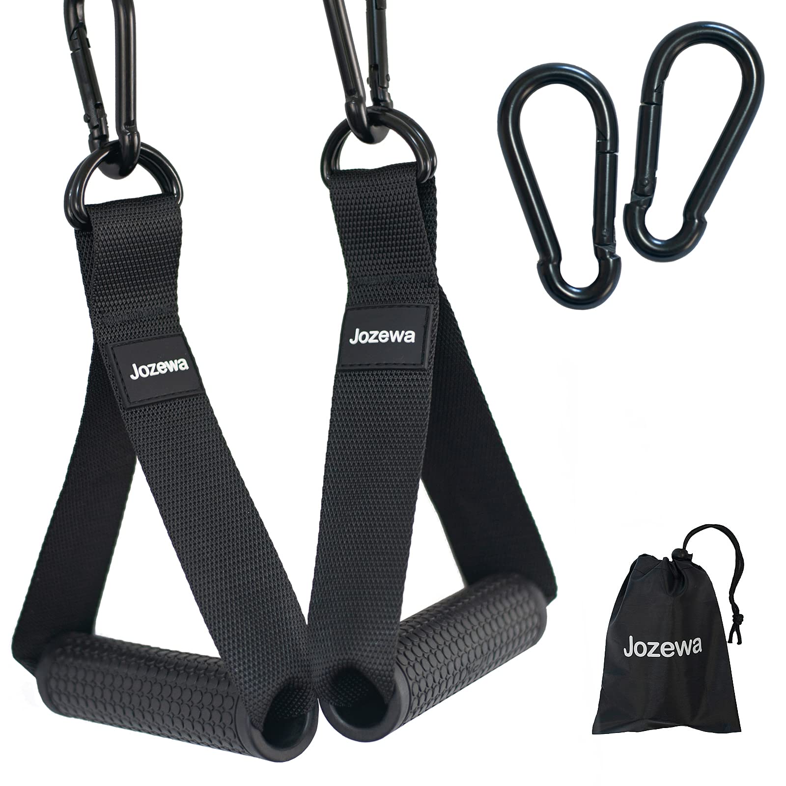 Heavy Duty Resistance Band Handles for Cable Machine - Durable Exercise Rubber Grips with Carabiners for Home Gym, Pull Up Bands & LAT Pulley System - Perfect for Strength Training, Physical Therapy & Full Body Workouts