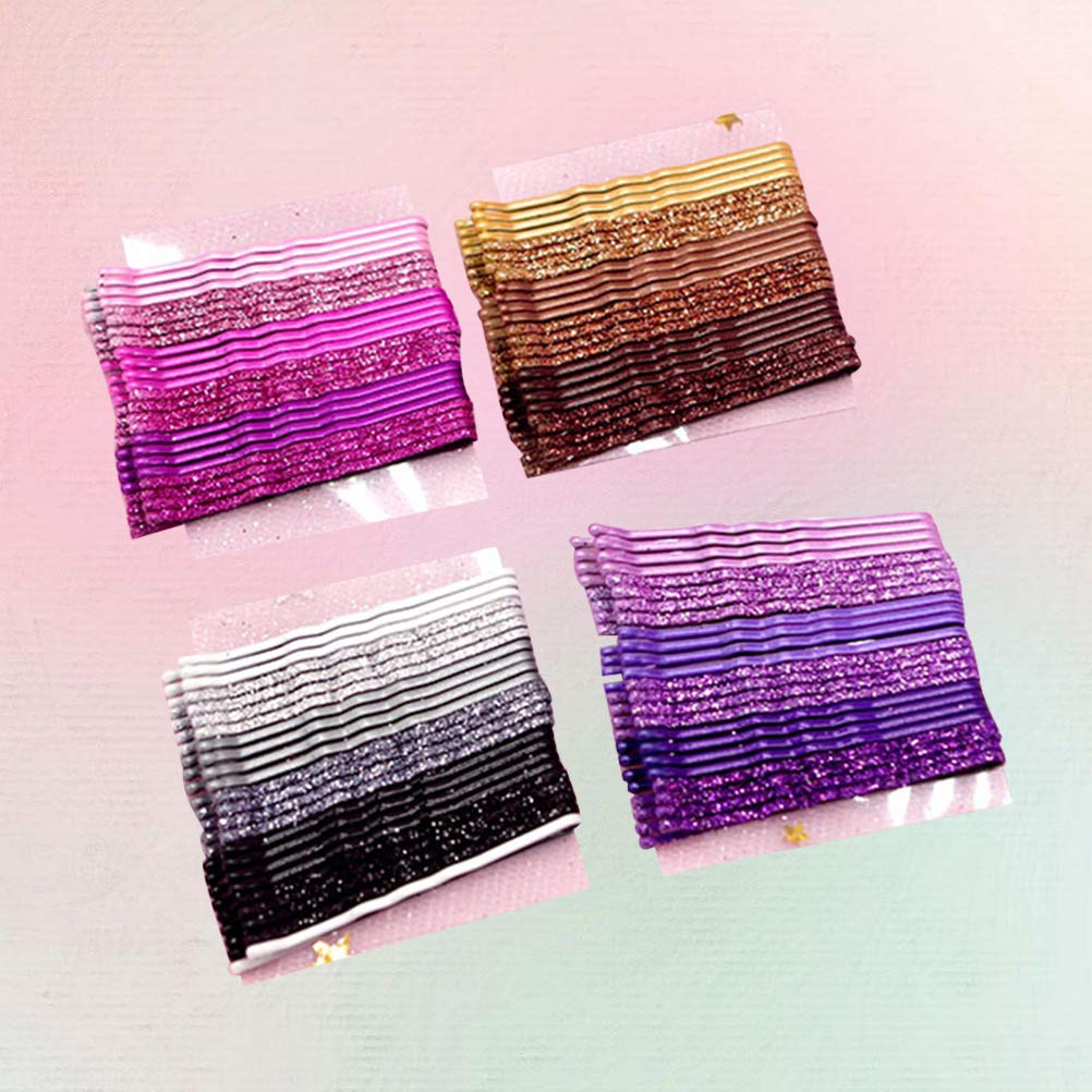 96pcs Glitter Powder Hair Clips - Golden, Pink, Purple & Black Bobby Pins | Metal Styling Barrettes for Women & Girls | Perfect for Parties, Weddings & Daily Hairstyling