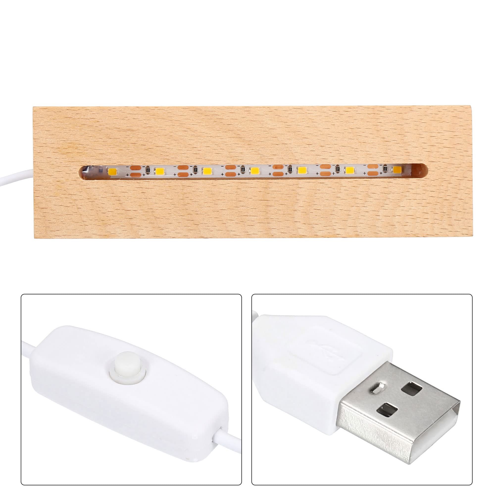 PATIKIL Wooden LED Light Base Stand - 5.91