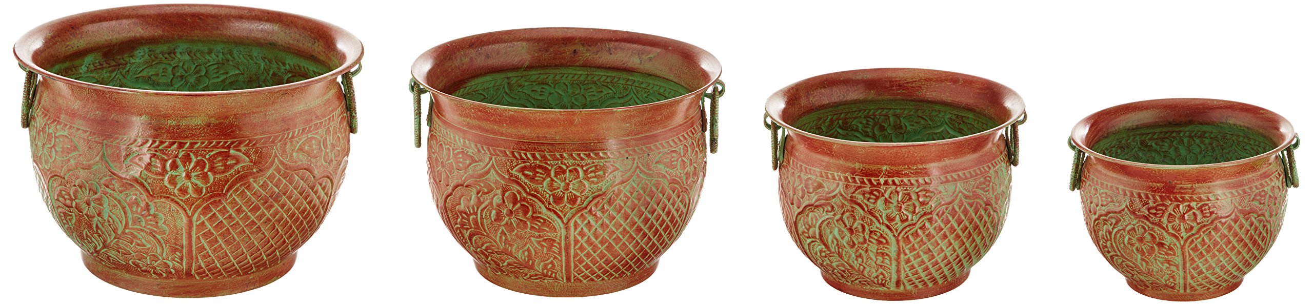 Regal Art & Gift Planter Set of 4 - Green Moroccan Style Flower Pots for Indoor Plants, Home Decor, Office Desk & Garden Decorations