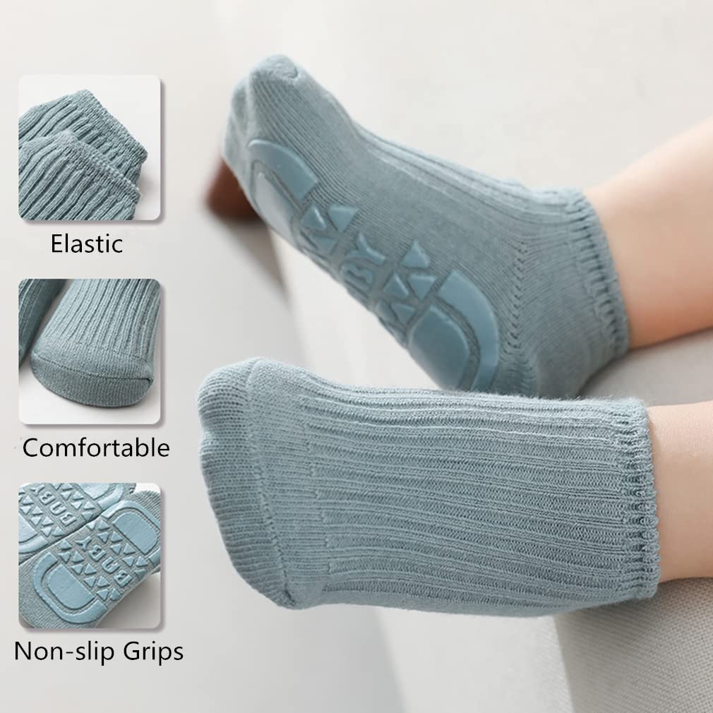Non-Slip Baby Socks 8 Pairs - Anti-Skid Grips for Toddlers & Newborns - Unisex Ankle Socks for Boys & Girls - Perfect for Playtime, Crawling & First Steps