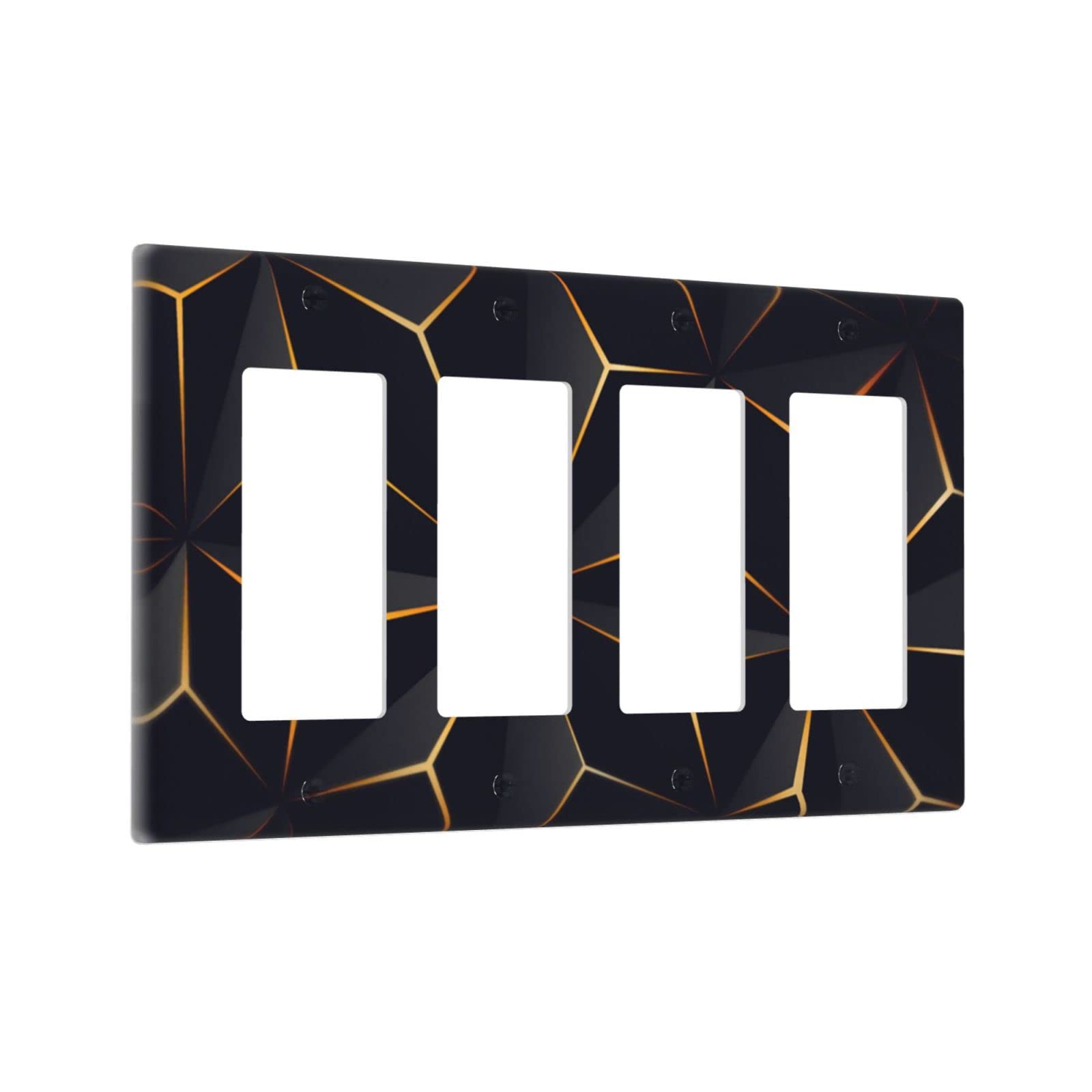 Modern Abstract Diamond Pattern Light Switch Cover - 4 Gang Rocker Switch Plate (4.50