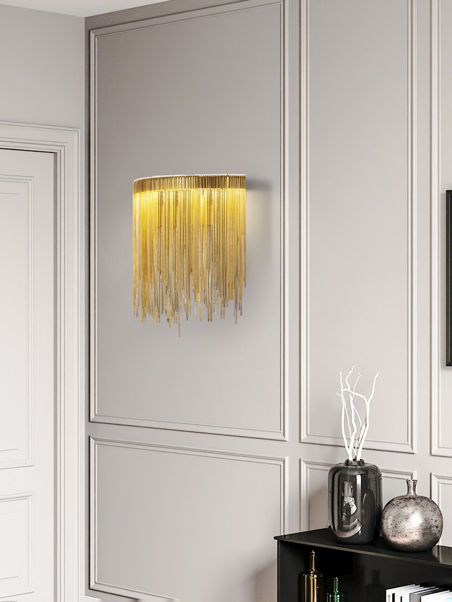 Tassel Wall Lamp with Chain - Elegant Boho Home Decor for Living Room, Bedroom, or Entryway Lighting