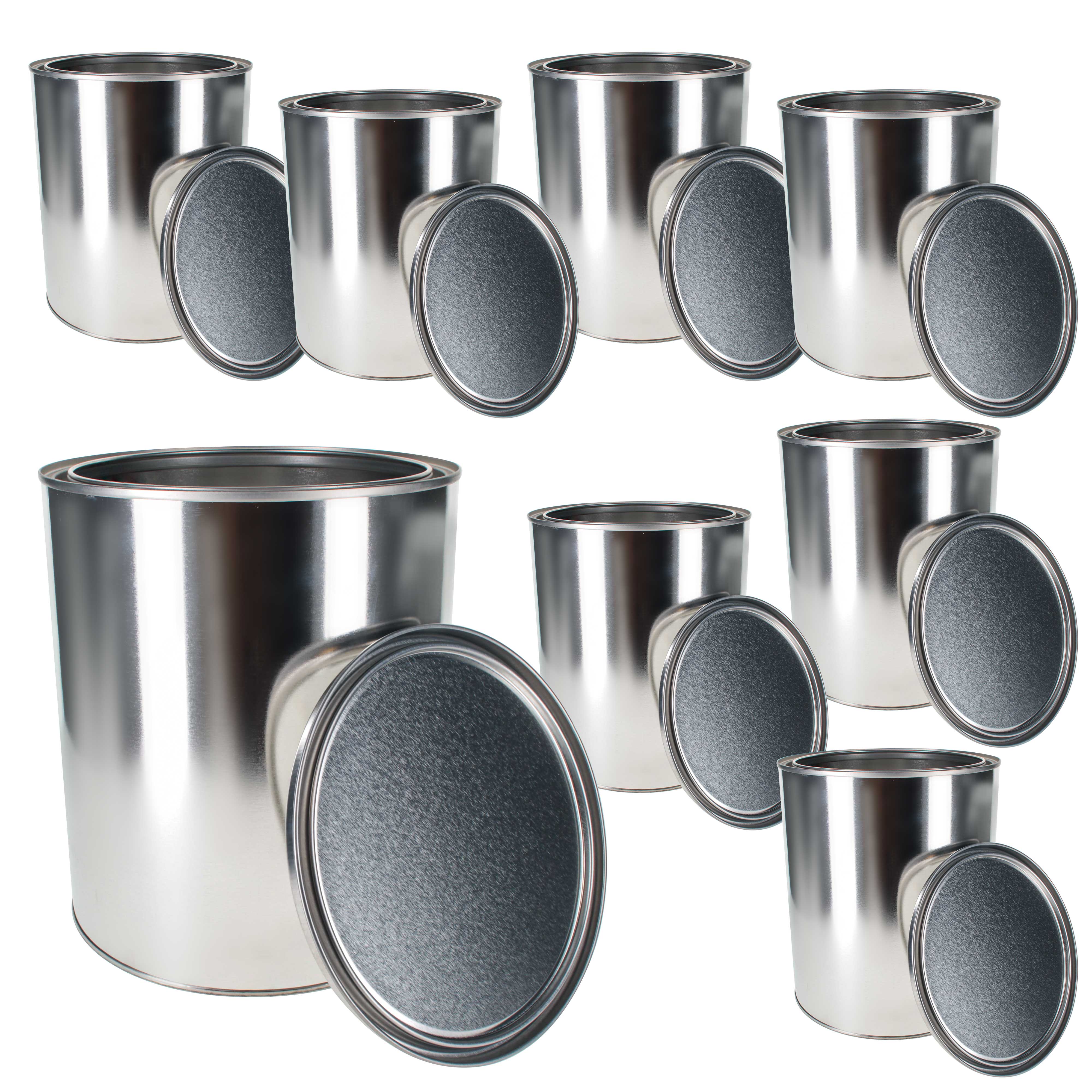 1 Gallon (128 fl oz) Empty Metal Paint Can with Triple Tight Lid Seal - Pack of 8 Steel Storage Containers for Oil-Based Paint, Automotive Coating | Perfect for Storing Leftover Paint, DIY Projects & Workshop Organization