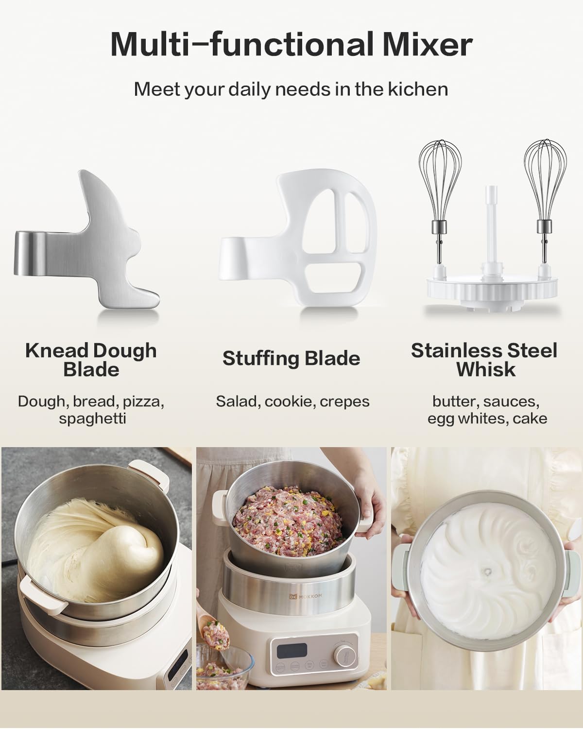 Electric Dough Maker with Proofing Function - 4.5Qt Stainless Steel Mixer with Microcomputer Timer & Dough Hook - Perfect for Baking Bread, Pizza, Pasta & Pastries at Home