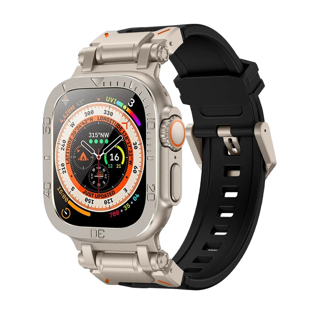 Durable Silicone Band with Stainless Steel Case & Tempered Glass - Perfect for Outdoor Sports, Fitness & Everyday Wear