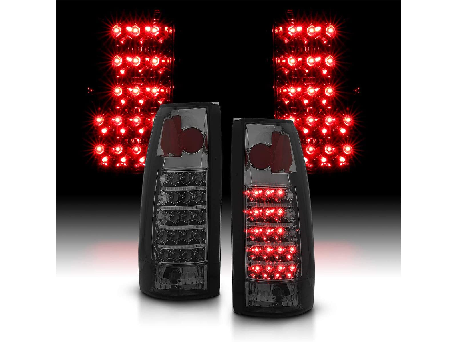 1988-1999 Chevy GMC C/K Pickup Truck Tahoe Suburban LED Tail Lights Pair - Smoke Lens Replacement for Driver & Passenger Side | Durable Waterproof Design for Night Driving & Off-Road Adventures