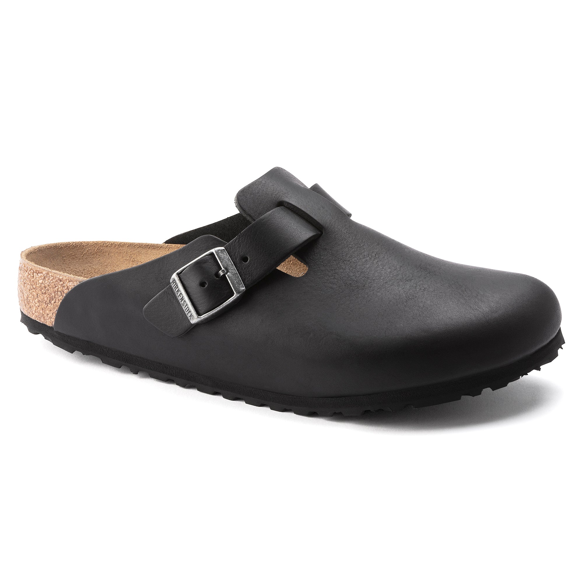 Birkenstock Men's Boston Grip Leather Clogs | Vintage Wood Black | Comfortable Slip-On Shoes for Home, Office & Casual Wear