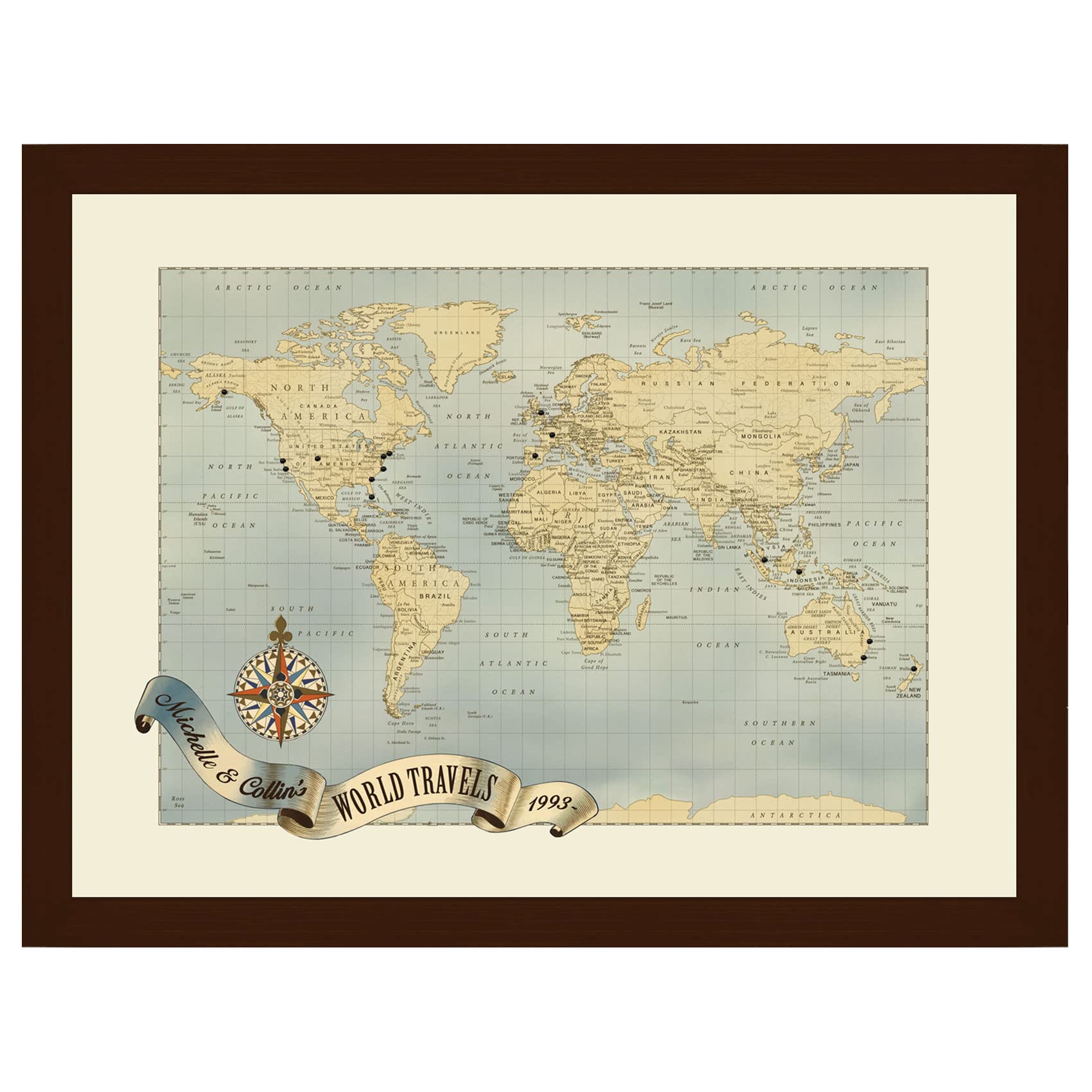 Voyager Personalized World Push Pin Travel Map - Custom Travel Gift for Adventure Lovers | Perfect for Home Decor, Travel Planning & Unique Gifts