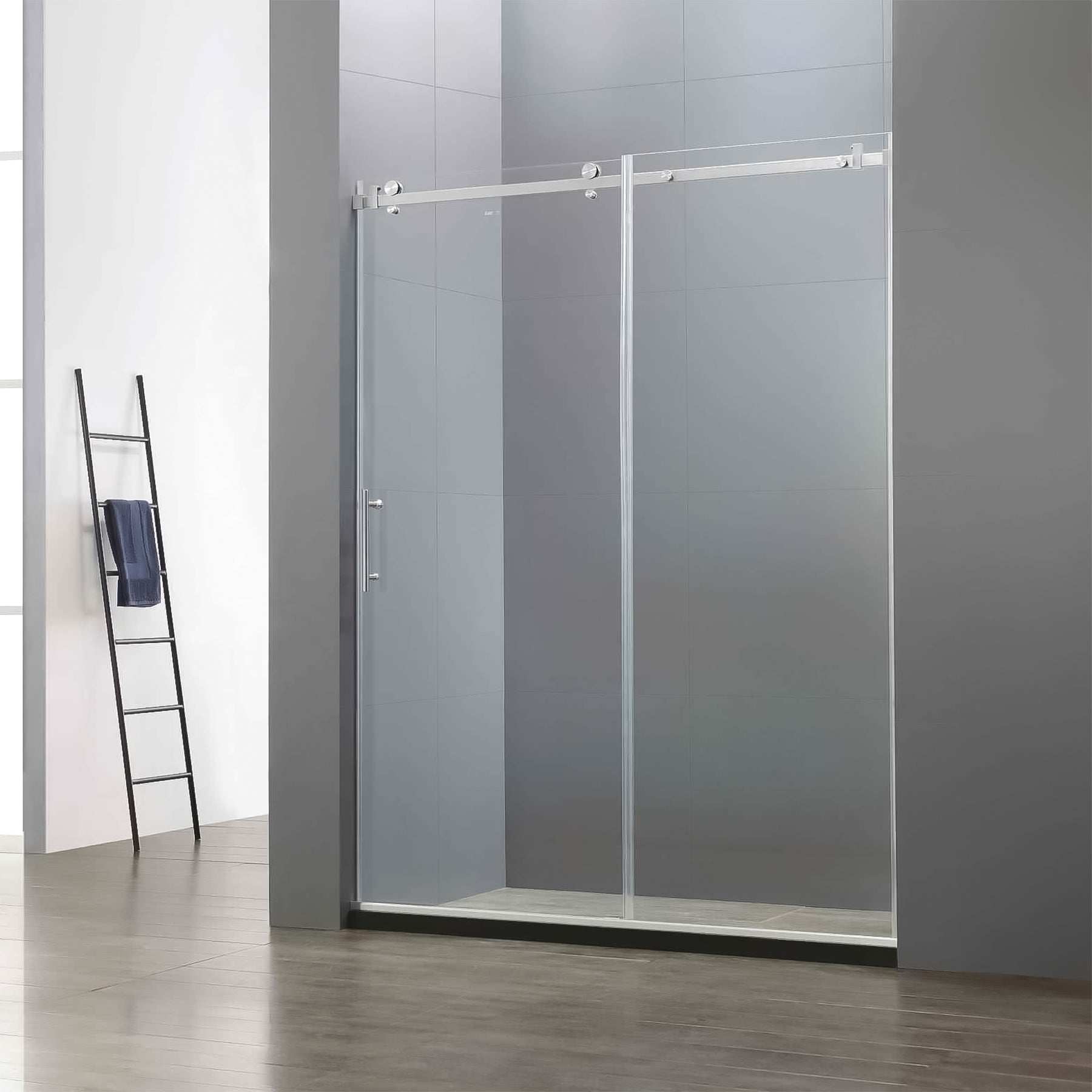 60 in. W x 79 in. H Single Semi Frameless Shower Door with Clear Glass