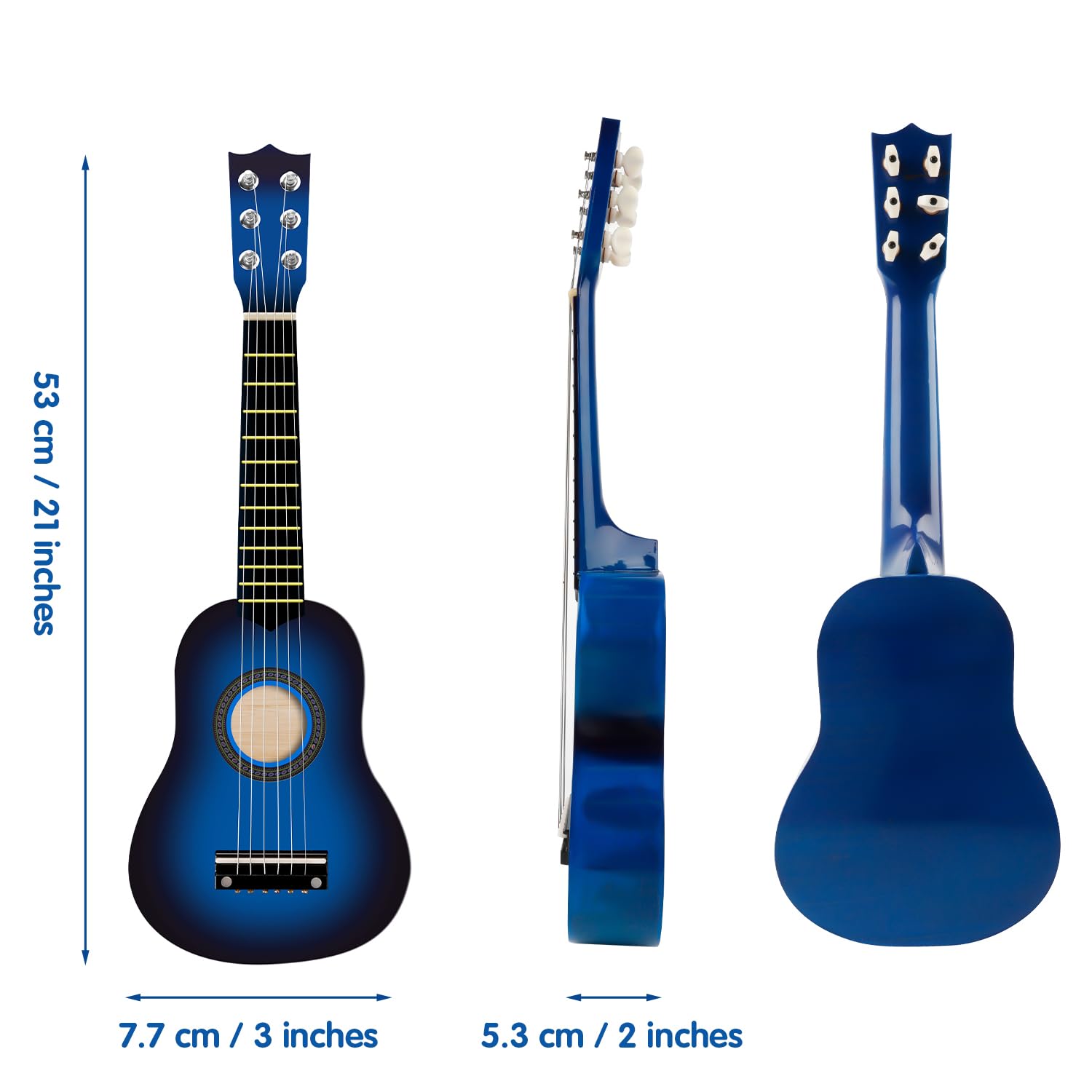 **21 Inch Wooden Acoustic Guitar for Kids - 6 String Beginner Ukulele Toy for Toddlers Ages 3-7 - Musical Learning Instrument Gift for Boys & Girls (Blue) - Perfect for Birthday, Christmas & Music Practice**