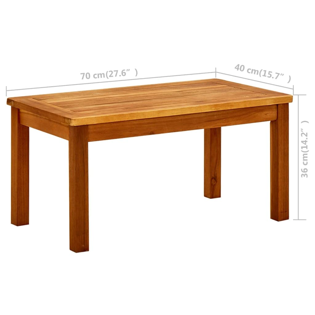 CHARMMA 40-inch Outdoor Coffee Table - Solid Acacia Wood with Natural Oil Finish, Modern Rectangle Side Table for Patio, Garden, Balcony, Poolside & Deck (27.6 x 15.7 x 14.2 inches) - Perfect for Outdoor Relaxation, Entertaining Guests & Poolside Lounging