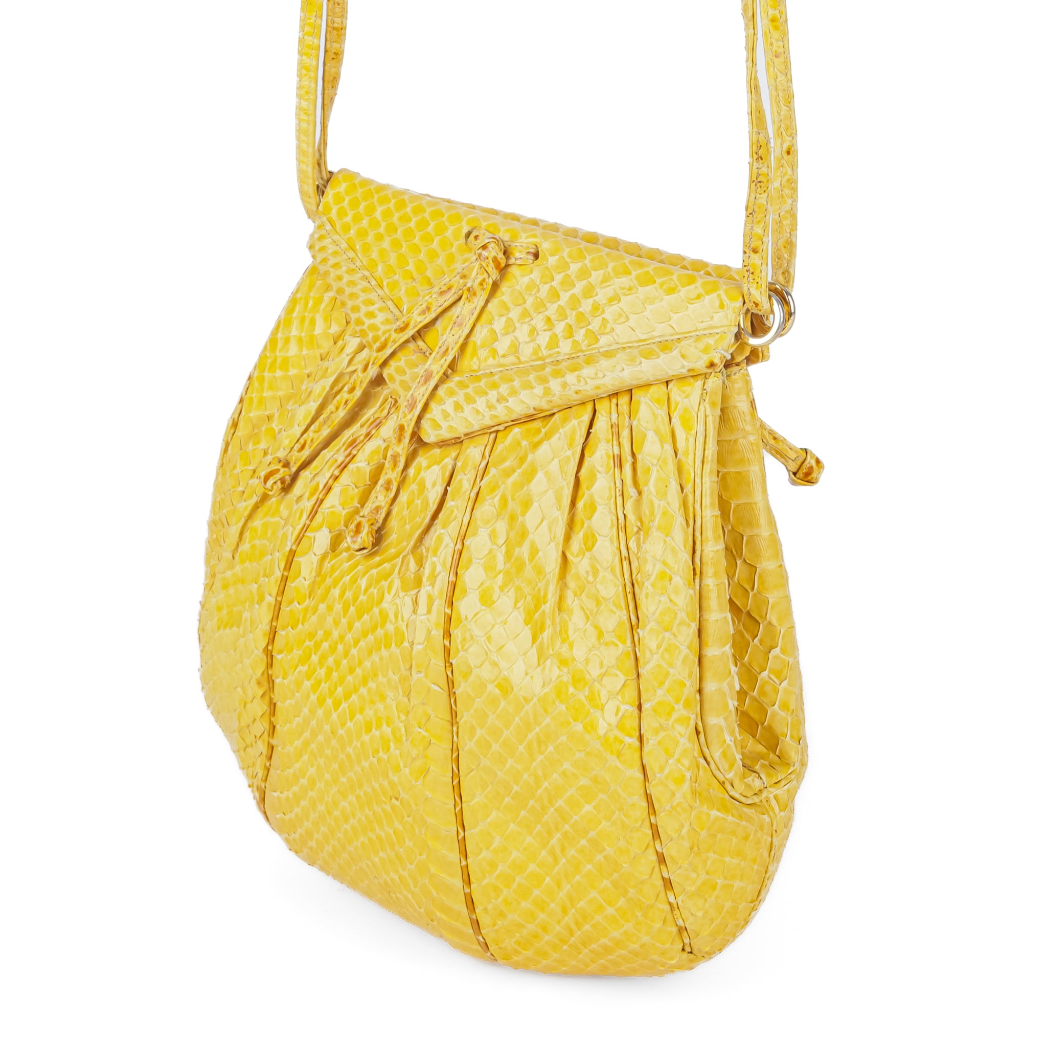 Luxury Judith Leiber Yellow Snakeskin Shoulder Bag for Women - Designer Evening Clutch with Gold-Tone Hardware - Perfect for Parties, Weddings & Special Occasions