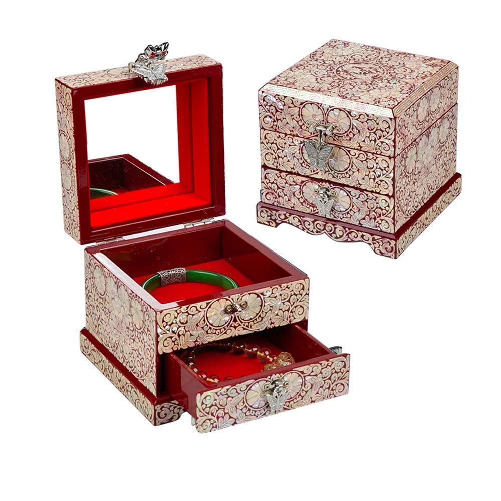 Vintage Wooden Jewelry Box for Women - Elegant Storage Organizer for Necklaces, Rings, Earrings & Watches | Perfect Gift for Girls & Women | Ideal for Travel, Home Decor & Daily Jewelry Organization