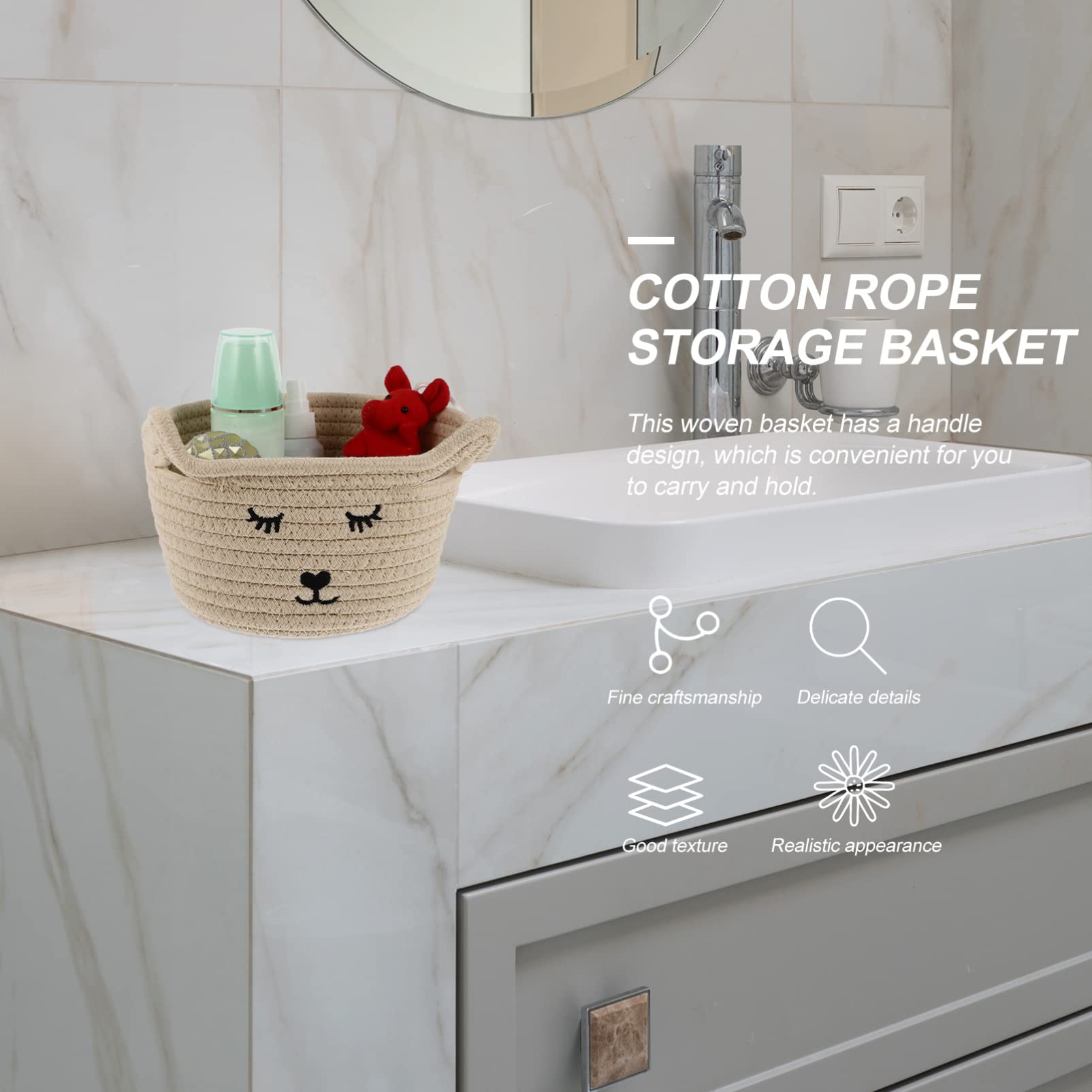 Cabilock Cotton Rope Storage Basket - Multipurpose Organizer for Office, Desktop, Bathroom & Home Decor - Perfect for Organizing Keys, Mail, Toys & More
