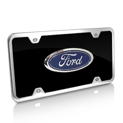 Ford Black Acrylic License Plate with Chrome Frame Kit - Durable Car License Plate Cover for Ford Vehicles - Perfect for Customization & Protection (Fits Most Ford Models) - Ideal for Car Enthusiasts & Show Vehicles